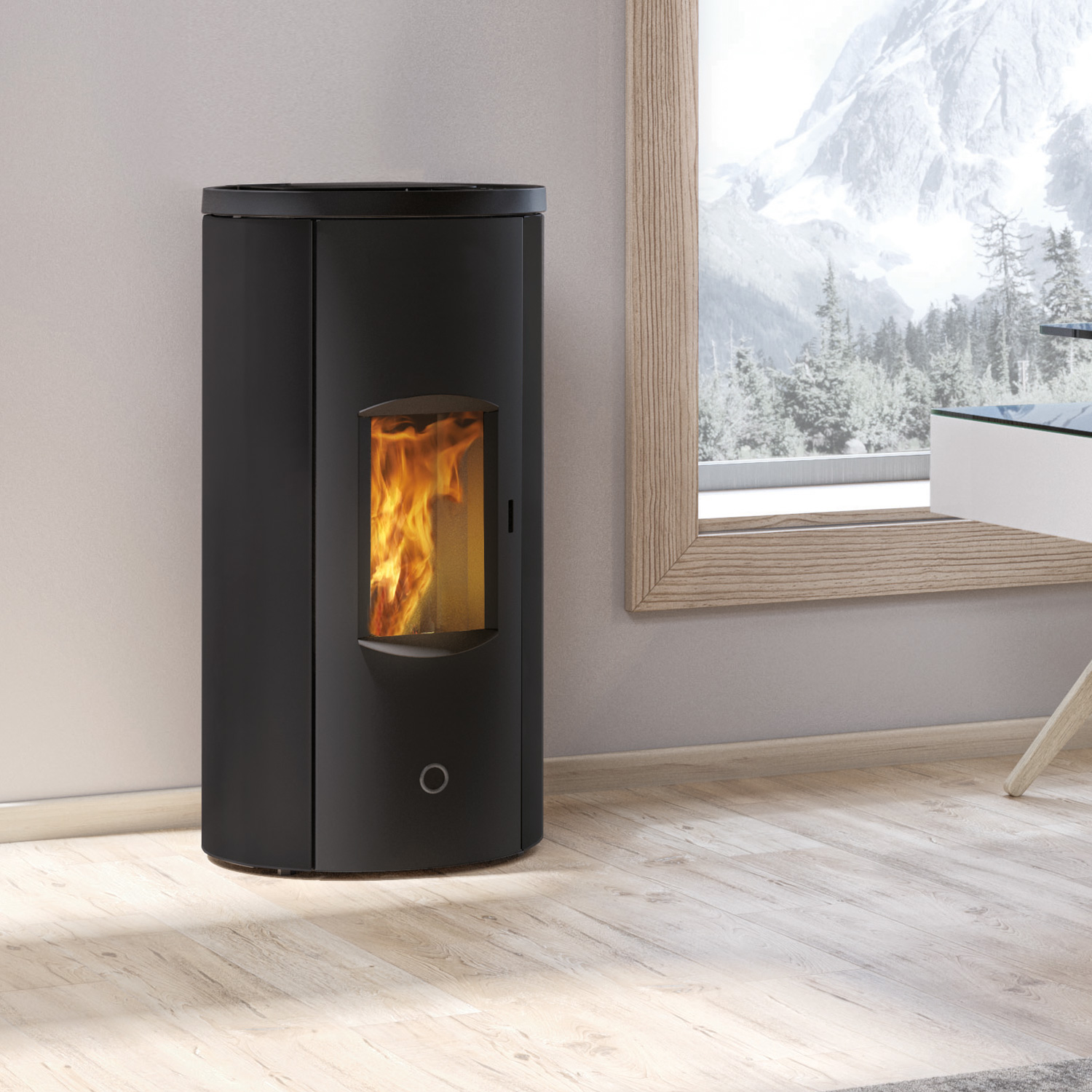 EK63 Like 80 Evo Pelletofen Stahl schwarz RR hinten