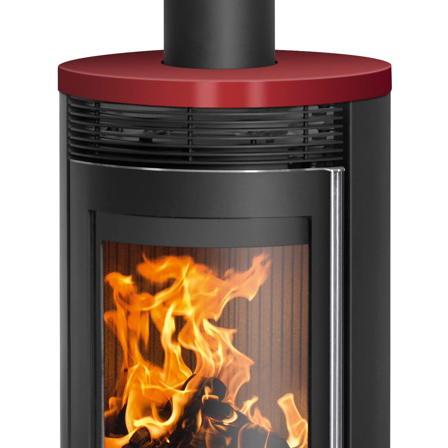 Oranier Rota 2.0 Kaminofen Stahl Schwarz mit Abdeckplatte Keramik Bordeauxrot