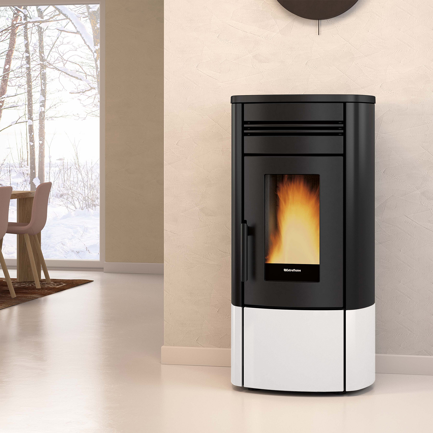Extraflame Evolution Line Noris Plus Pelletofen Stahl Weiß Extraflame Evolution Line Noris Plus Pelletofen Stahl Weiß
