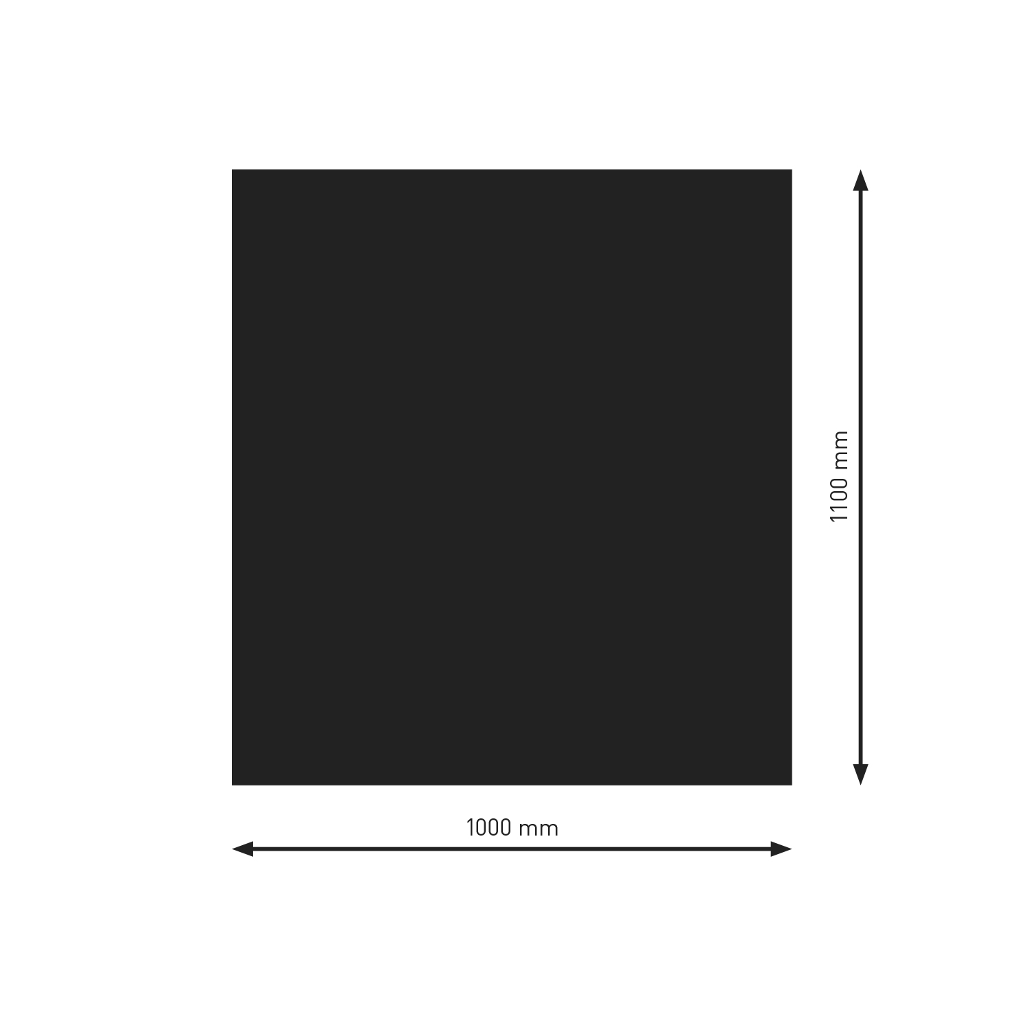 Raik Bodenplatte Rechteck / Quadrat Schwarz pulverbeschichtet 1100 x 1000 mm