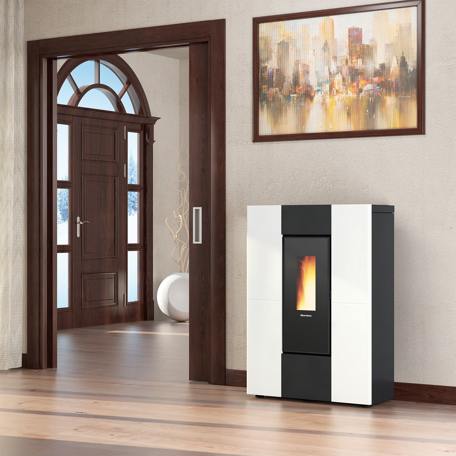 Extraflame Marilena Plus 5.0.16 Pelletofen Stahl Weiss