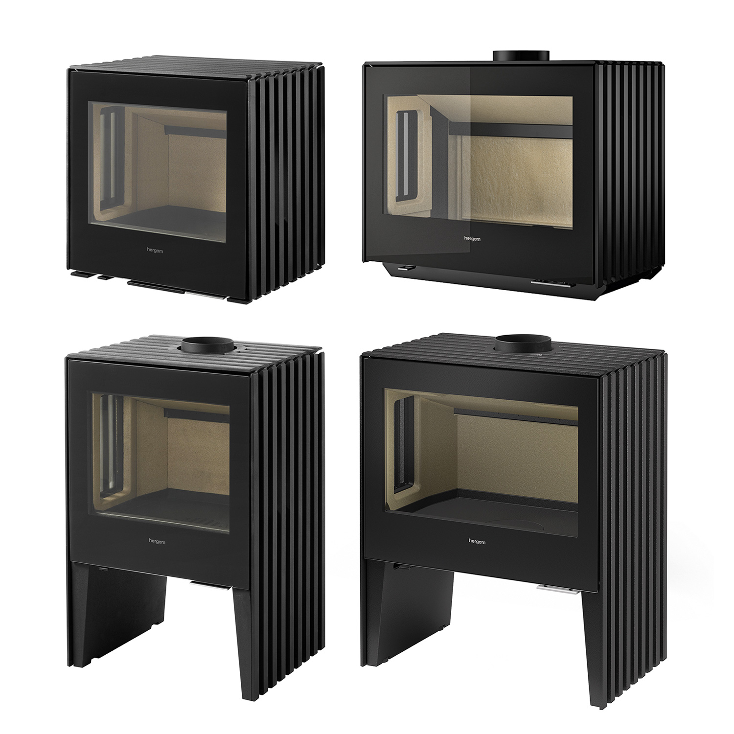 Hergom Glance MVP Kaminofen Gusseisen schwarz inkl. Wandbefestigung