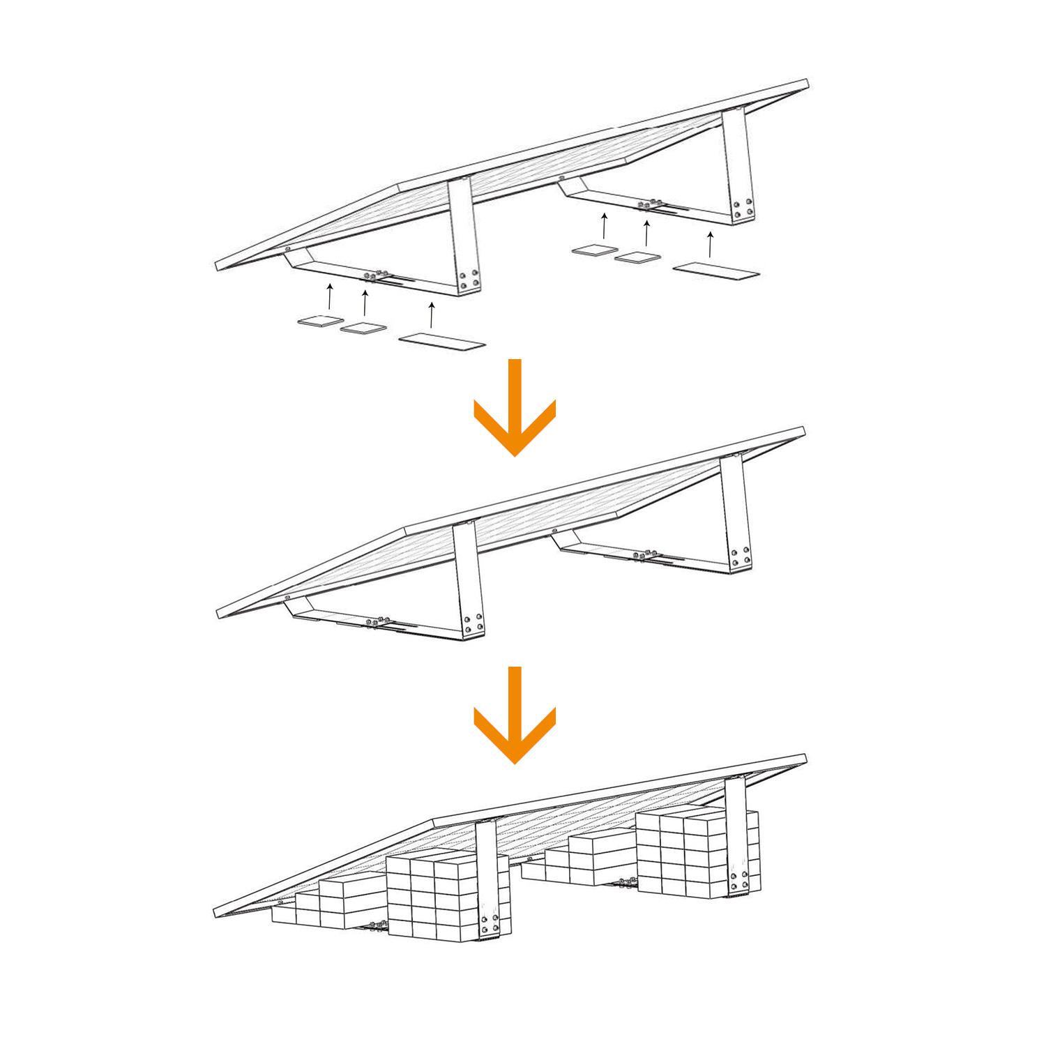 Verstellbare Halterung 20° für Modulbreite 99 cm - 113,4 cm