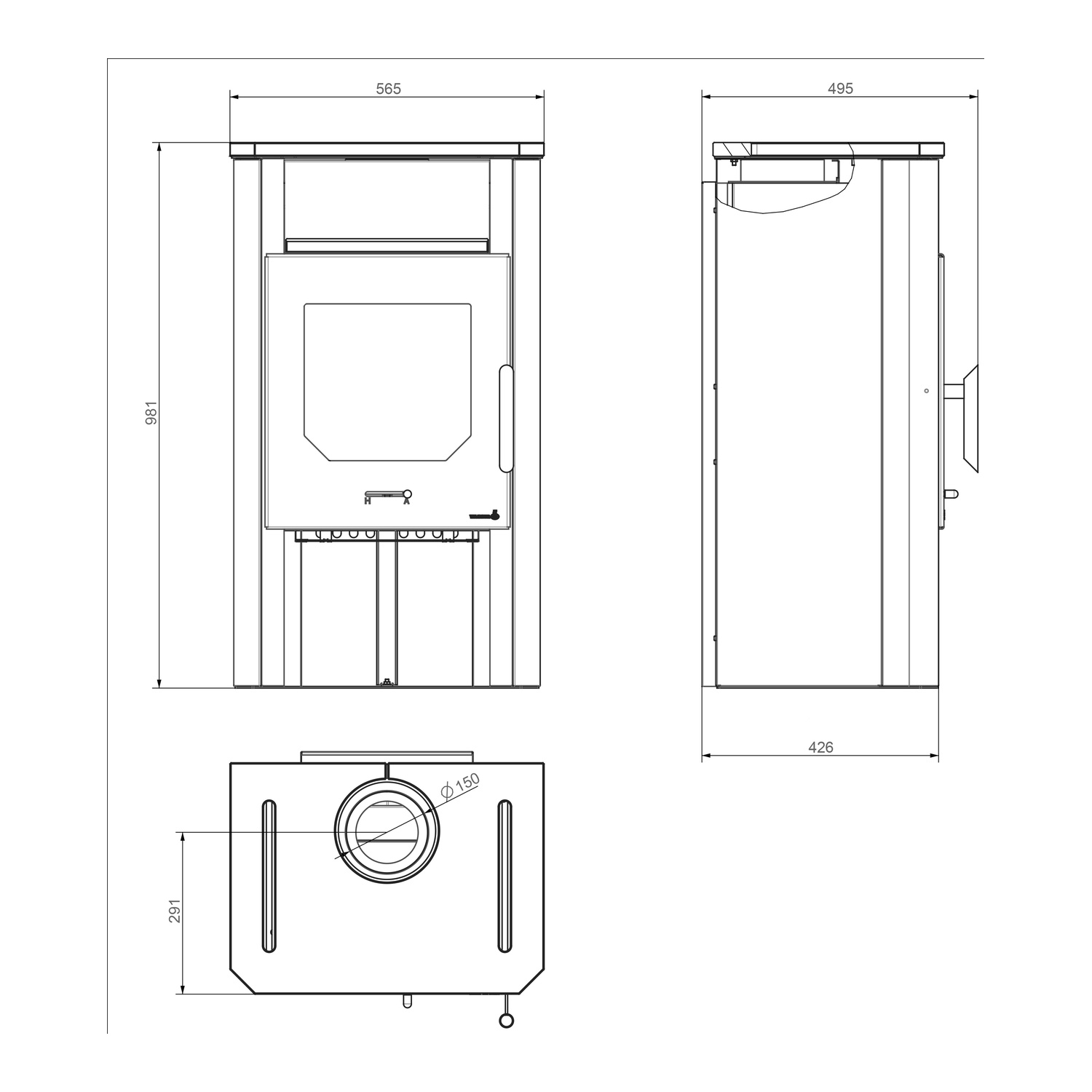 Wamsler Kaminofen Cube schwarz Naturstein