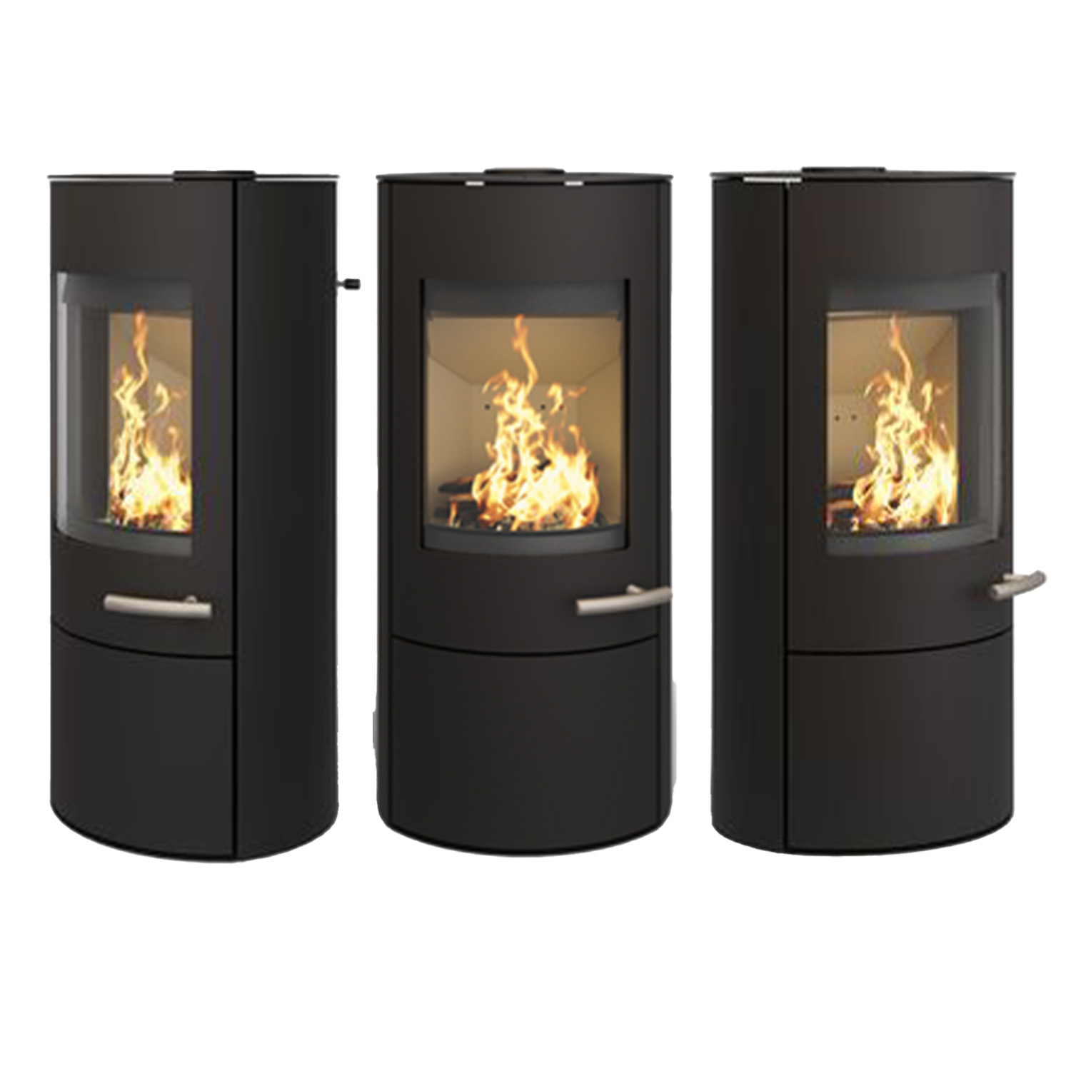 Haas+Sohn SOLIDO Stahl Kaminofen mit Kochplatte mit Holzfach und Türe tief-schwarz