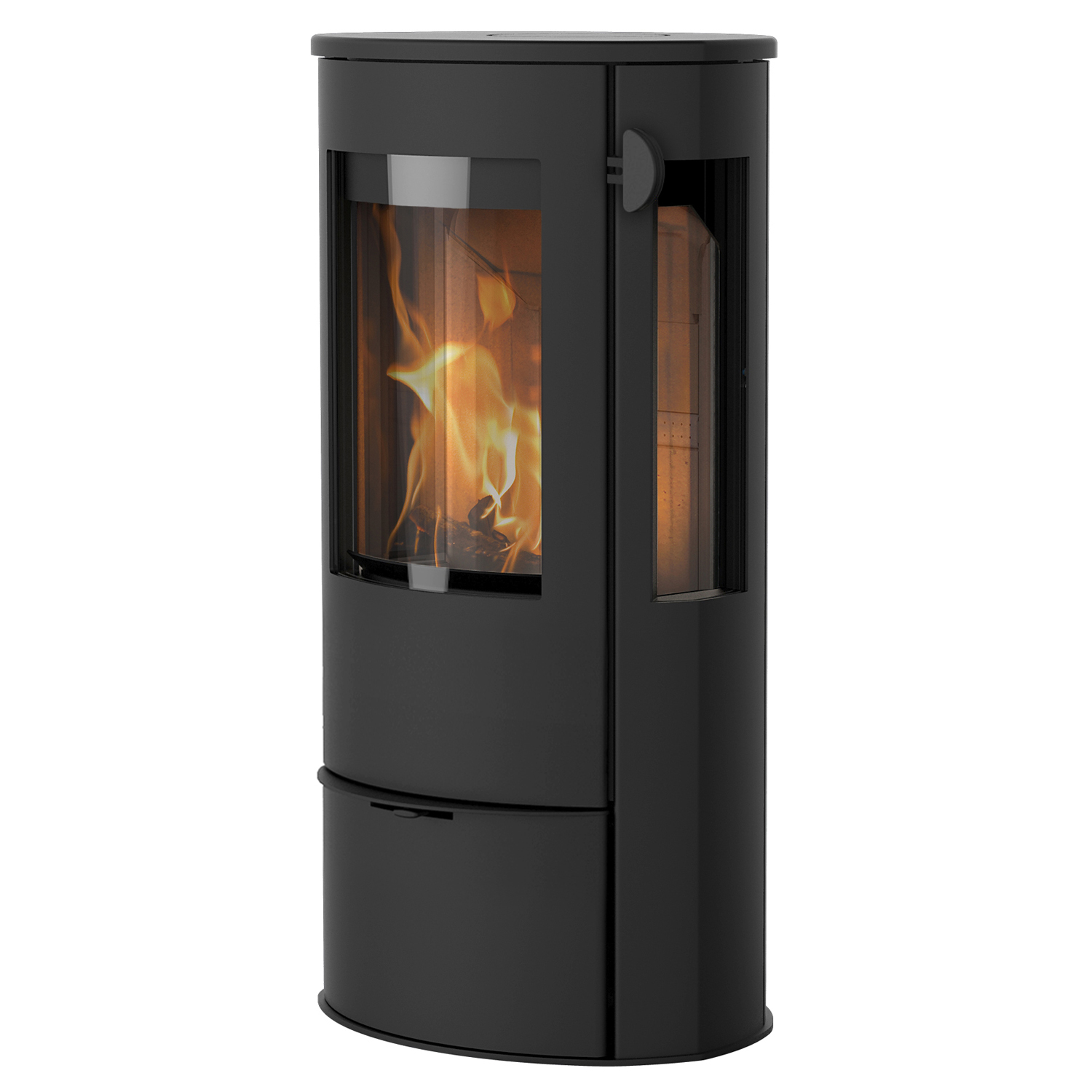 Lotus Liva 5G Kaminofen Schwarz, Rauchabgang hinten + 1 m³ Kaminholz gratis