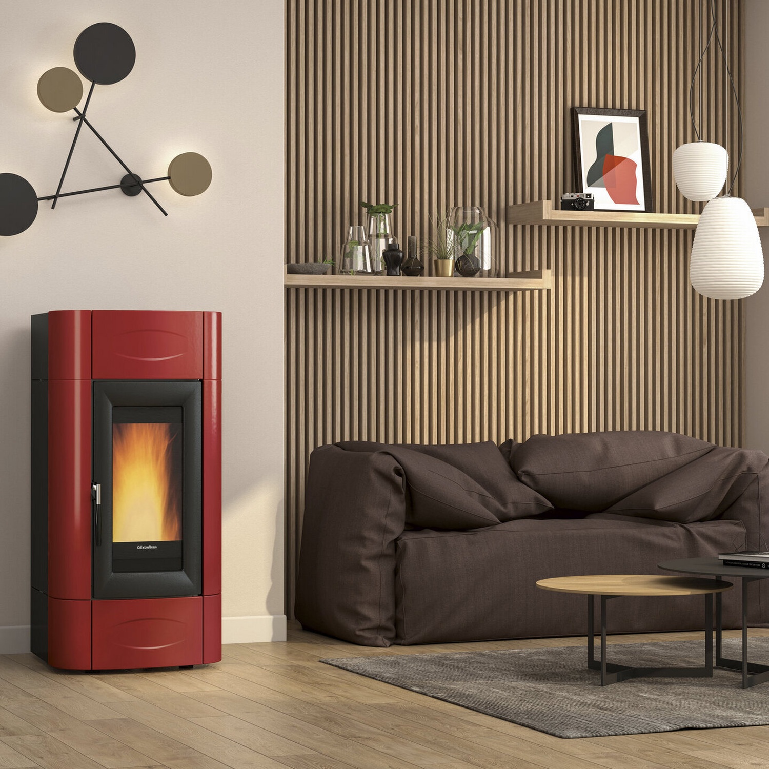 Extraflame ISIDORA IDRO H23 5.0 EVO - Bordeauxrot wassergeführter Pelletofen EVOLUTION LINE