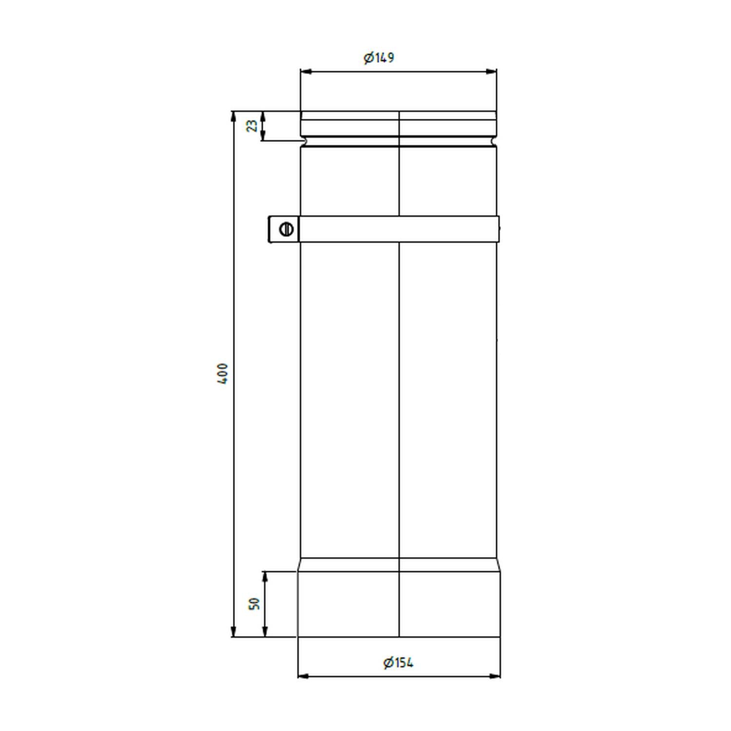 Raik Tele-Rohr LS Durchmesser 150x400x2,00mm mit Festellring und Dichtung schwarz