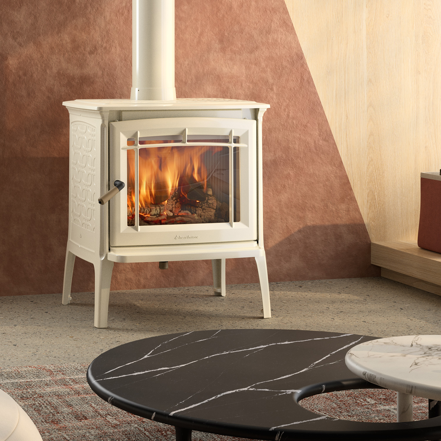 Hergom Shelburne Kaminofen Gusseisen Beige emailliert Hergom Shelburne Kaminofen Gusseisen Beige emailliert