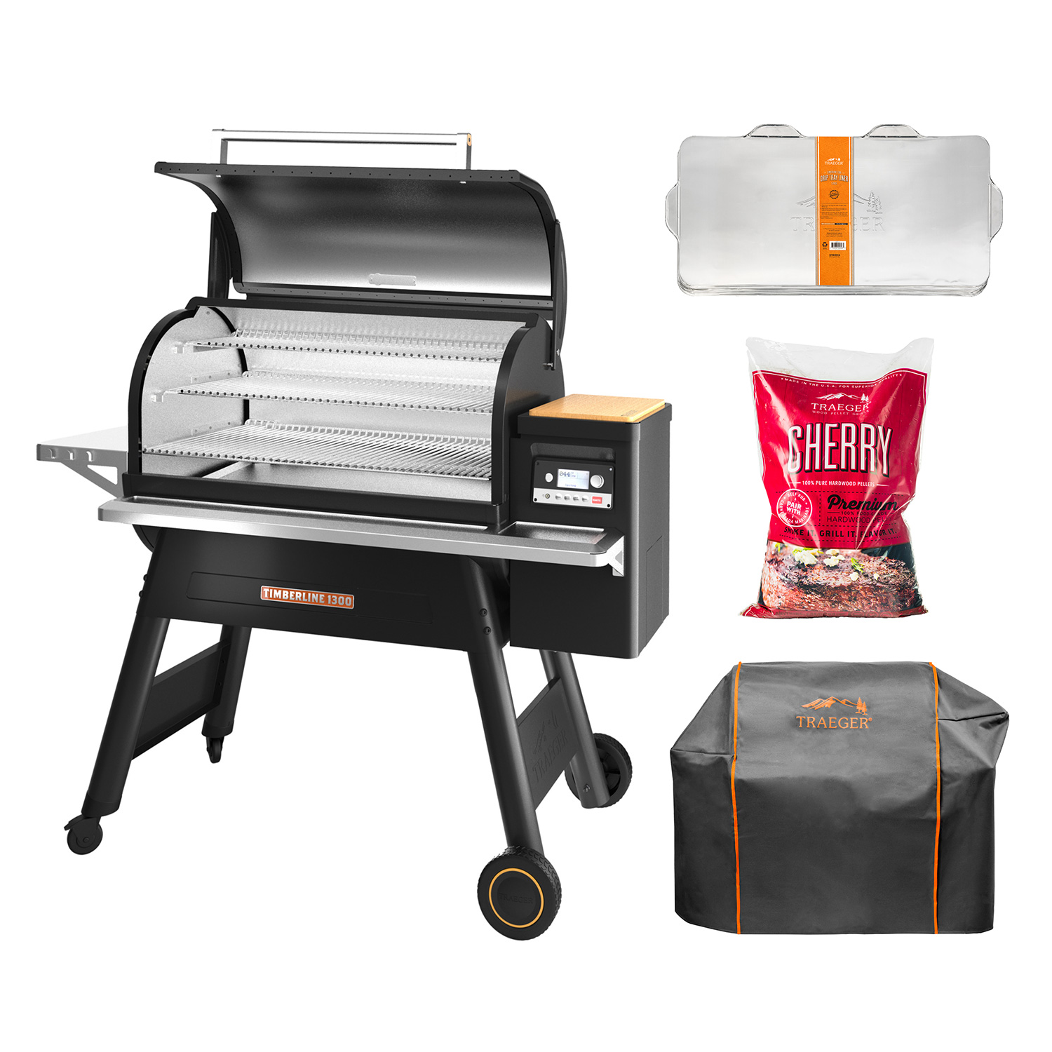 Traeger TIMBERLINE 1300 Pellet Grill schwarz inkl. Abdeckhaube, Ablaufblech-Schutzfolie + Hartholz Pellets Cherry 9 kg Traeger TIMBERLINE 1300 Pellet Grill schwarz inkl. Abdeckhaube, Ablaufblech-Schutzfolie + Hartholz Pellets Cherry 9 kg