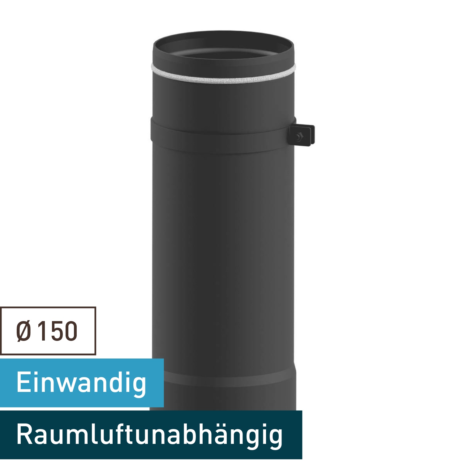 Raik Lifestyle Tele-Rauchrohr 150mm grau L: 400mm mit Festellring für Rauchrohr / Ofenrohr