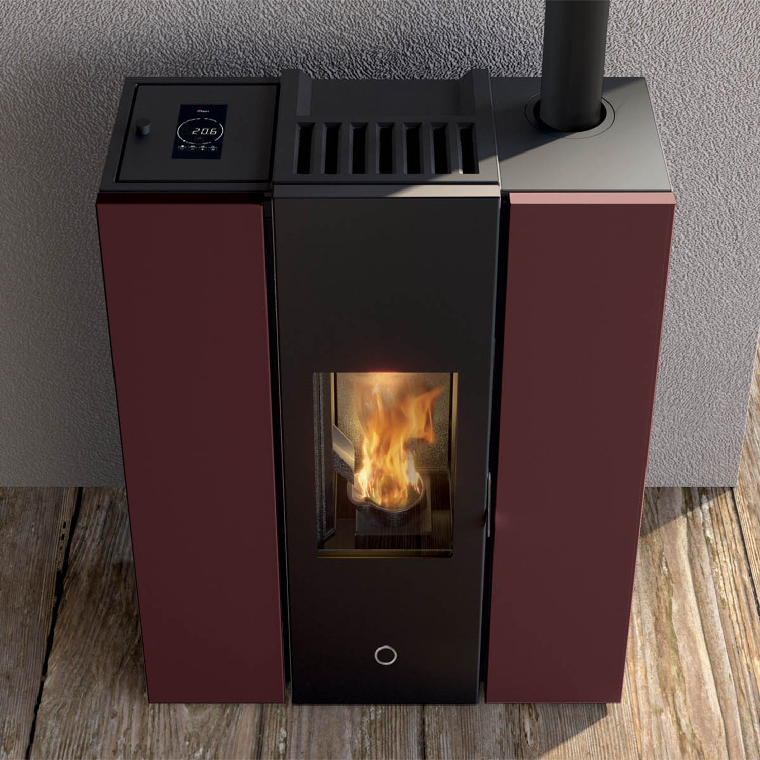 EK63 Gotha 70 Evo Pelletofen Stahl bordeaux