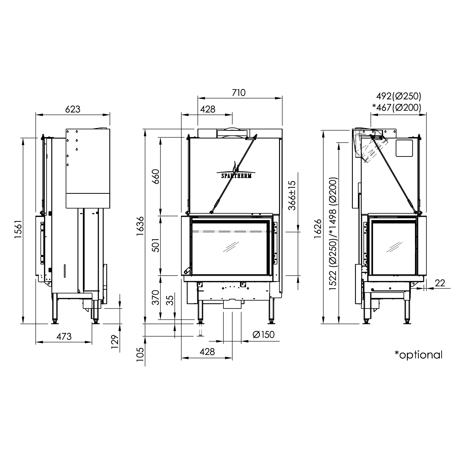 Spartherm Premium V-2L-68h Kamineinsatz RRA Ø 200 mm Spartherm Premium V-2L-68h Kamineinsatz RRA Ø 200 mm