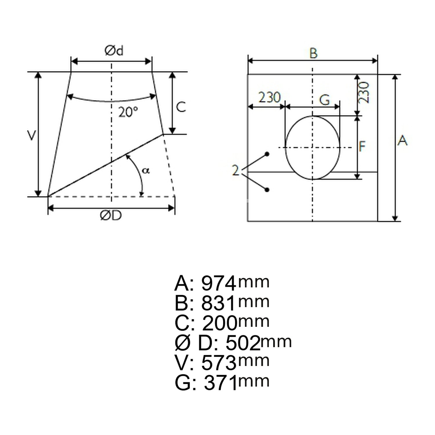 Schiedel Dachdurchführung 36-45° Wakaflex schwarz, Stutzen Edelstahl Ø180 mm / 200 mm glänzend