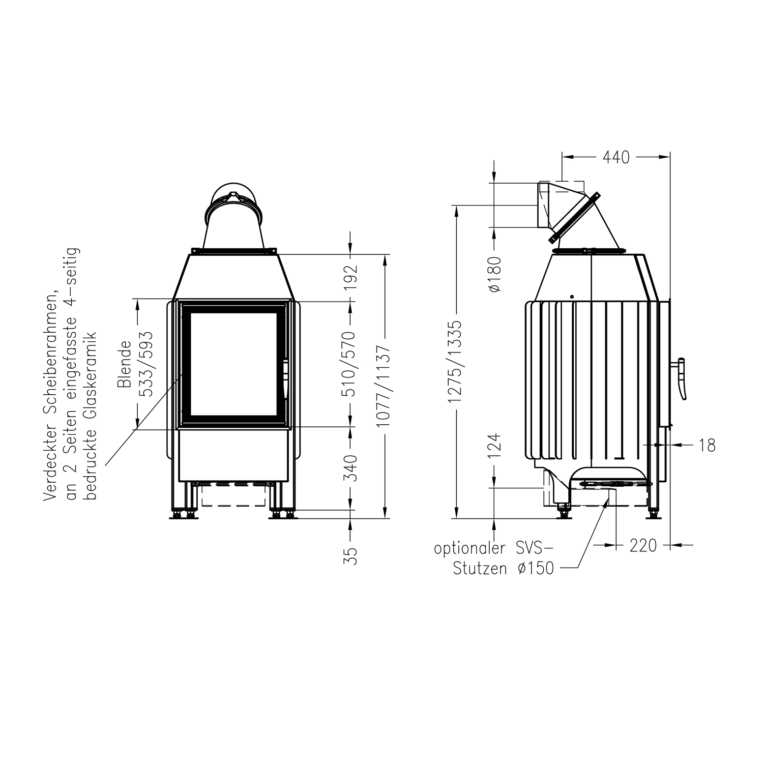 Spartherm Mini Z1-4S Kamineinsatz 7 kW 51 cm rechts