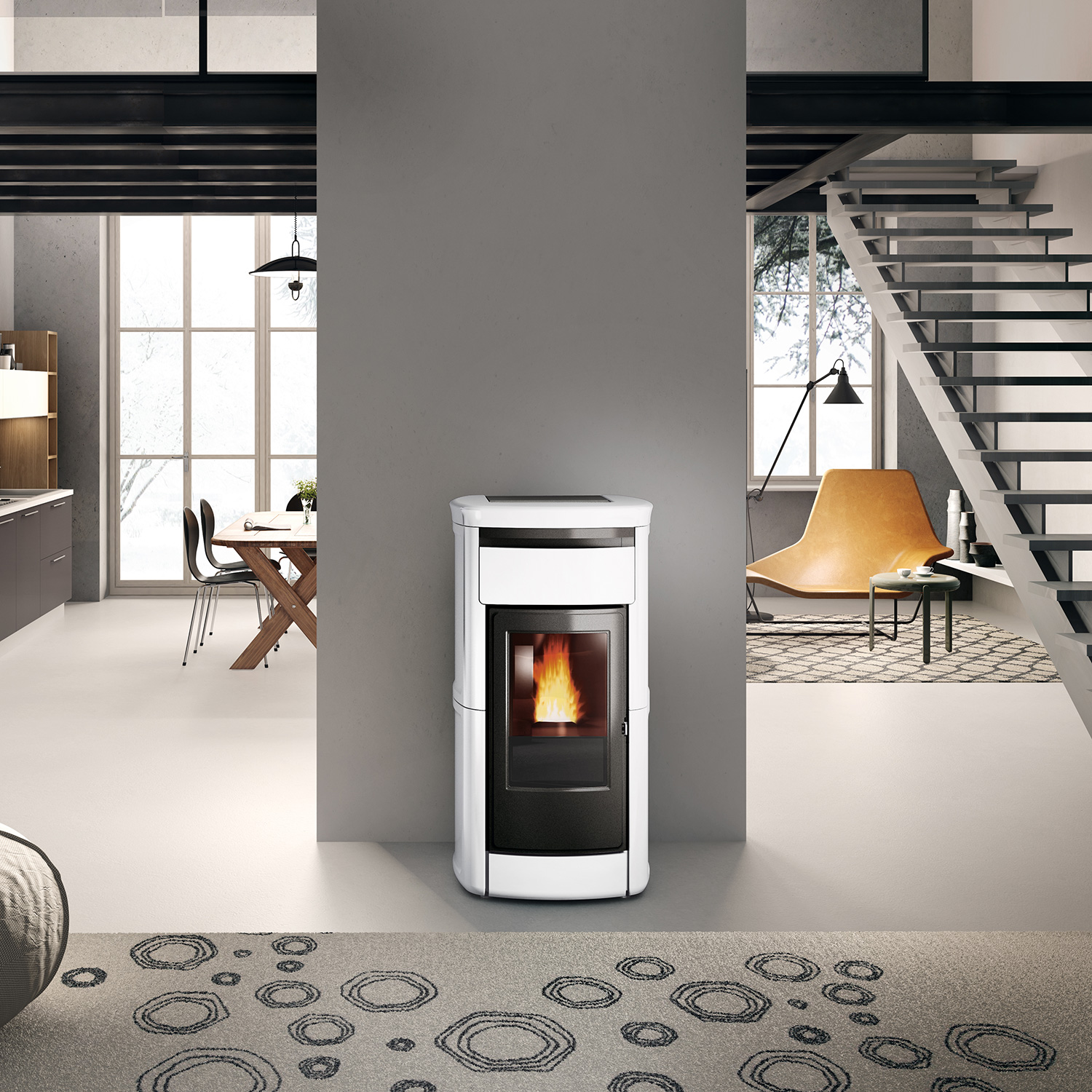 Edilkamin Kira H19 Evo wasserführender Pelletofen Keramik weiß