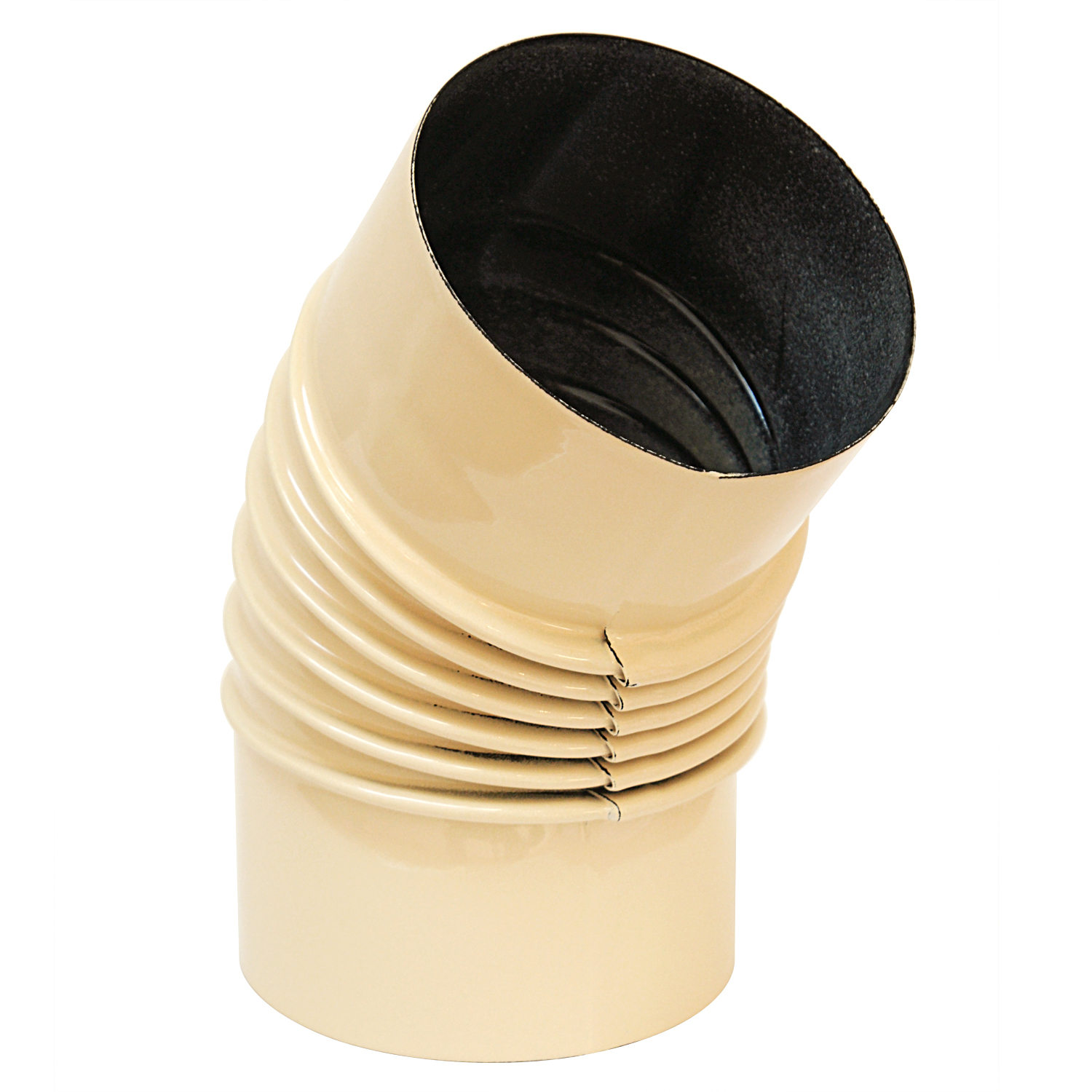 Raik Rauchrohrbogen / Ofenrohrbogen Emaille 130mm - 45° Bogen gerippt Elfenbein mit Reinigungsöffnung