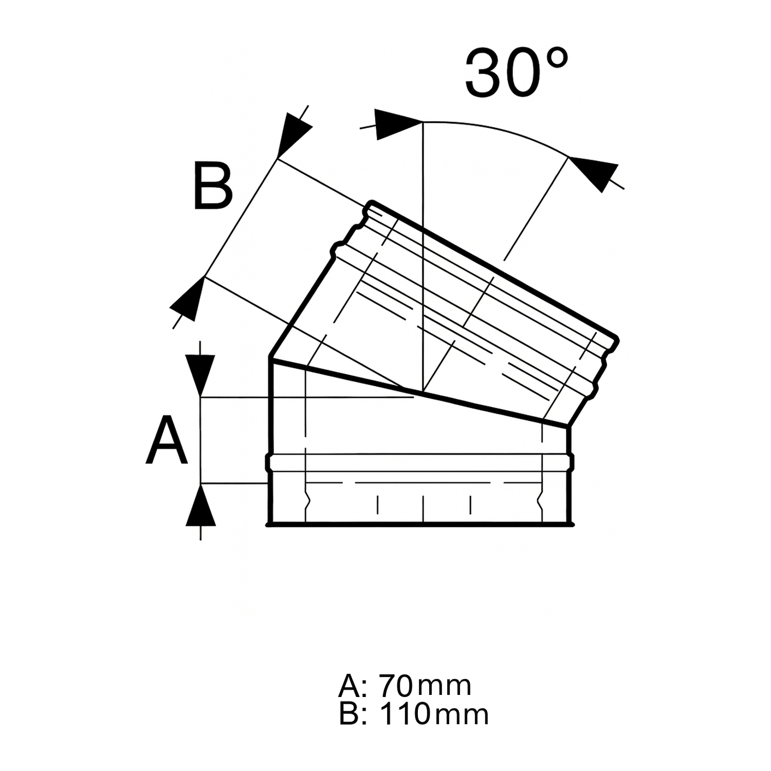 Schiedel ICS Bogen 30° Ø150 mm doppelwandig glänzend
