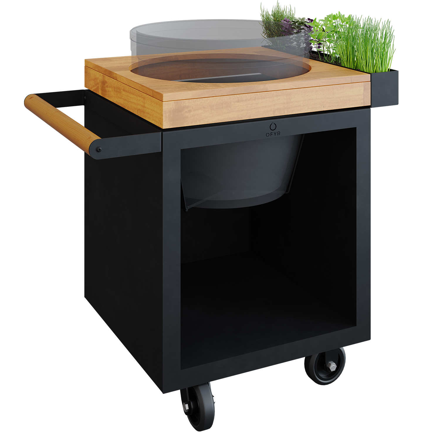 OFYR Sockel Black 65 PRO Teakholz für Kamado BGE
