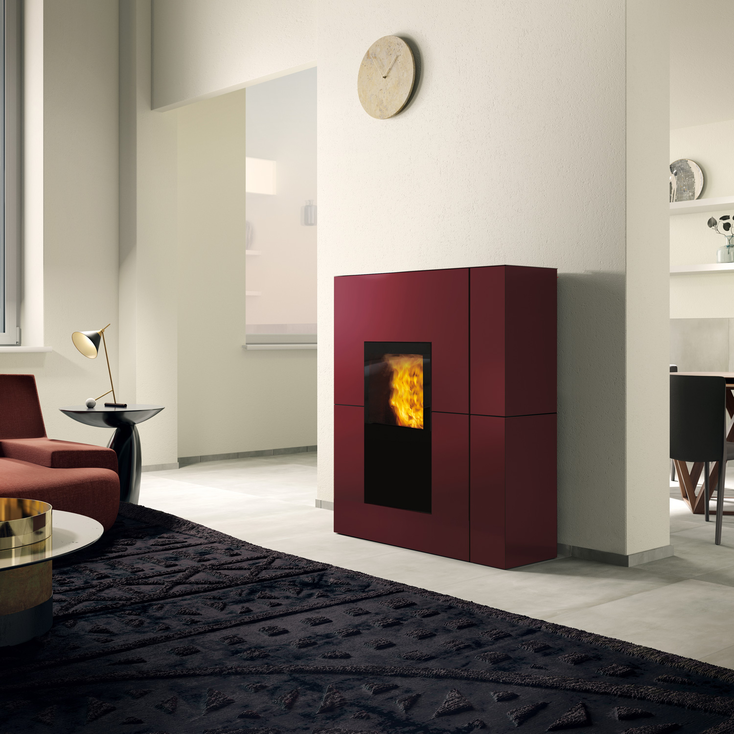 Edilkamin Blade H 23 Evo wasserführendender Pelletofen Stahl Bordeaux inkl. Kit R-FX