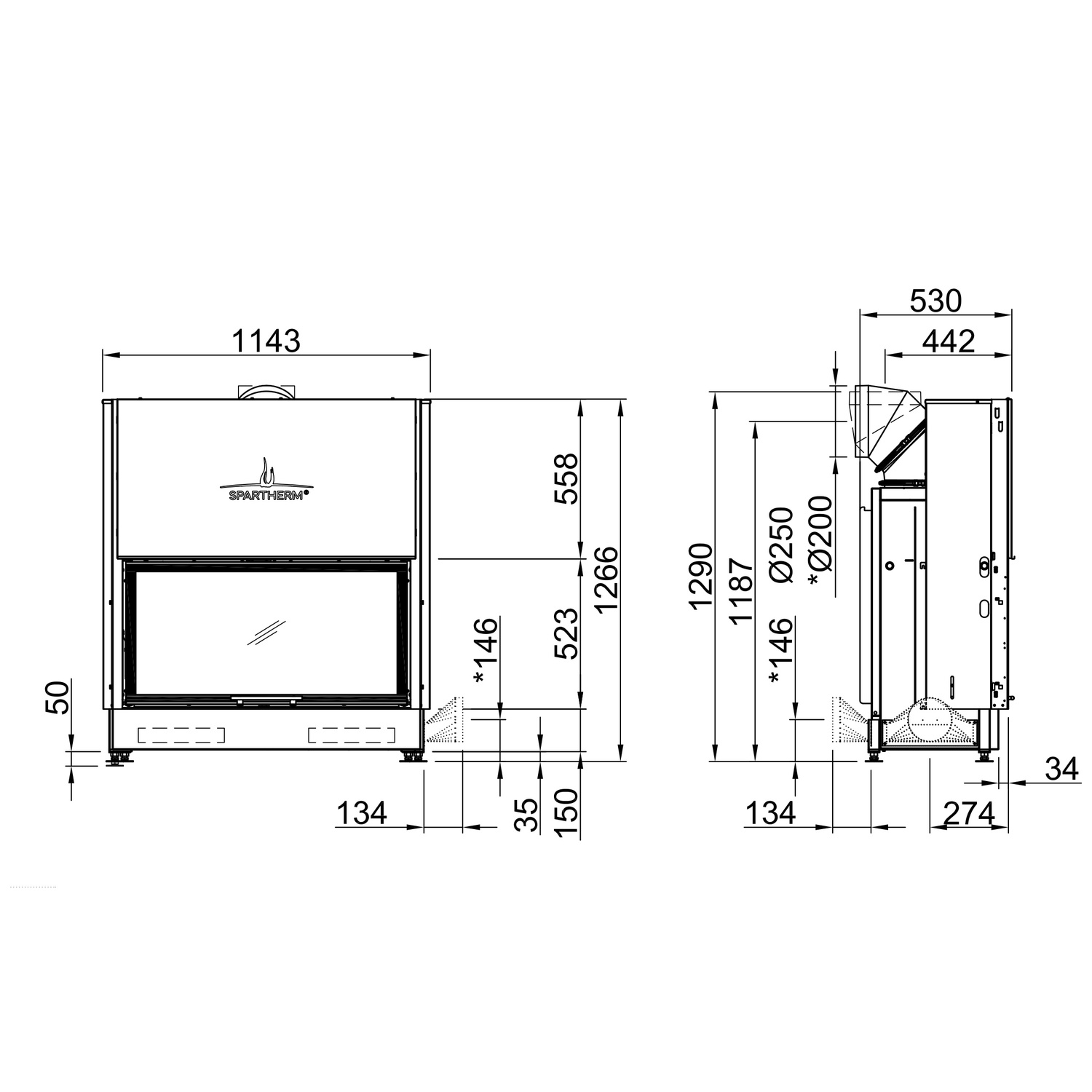 Spartherm Varia Bh RLU Kamineinsatz 200 mm RR