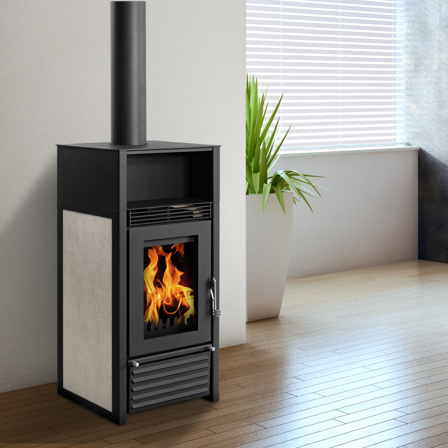 Kaminofen wasserführend Schmitzker Marbella Up Keramik beige Kaminofen wasserführend Schmitzker Marbella Up Keramik beige