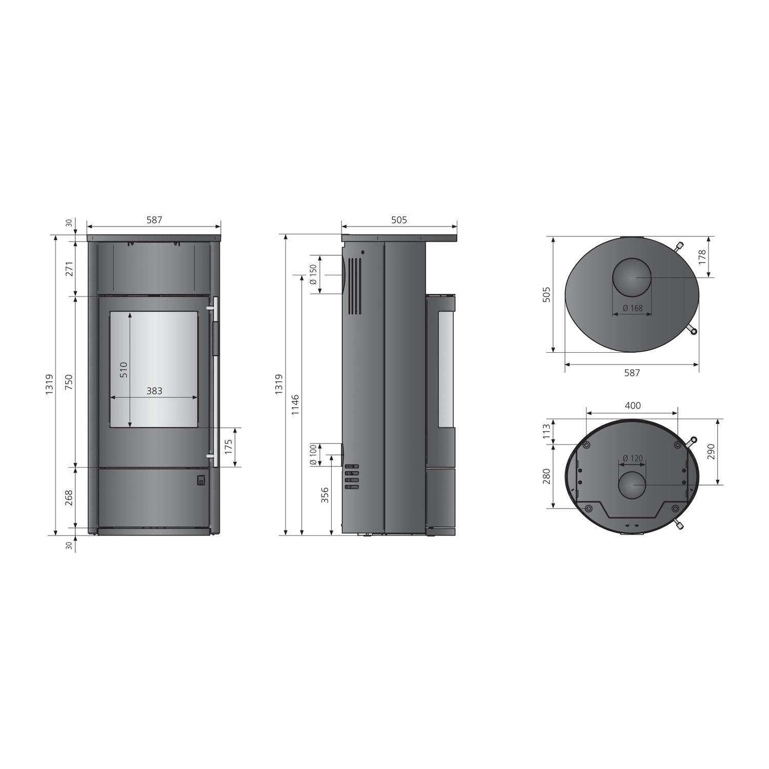 Oranier Polar Neo 8 Kaminofen Keramik Namib