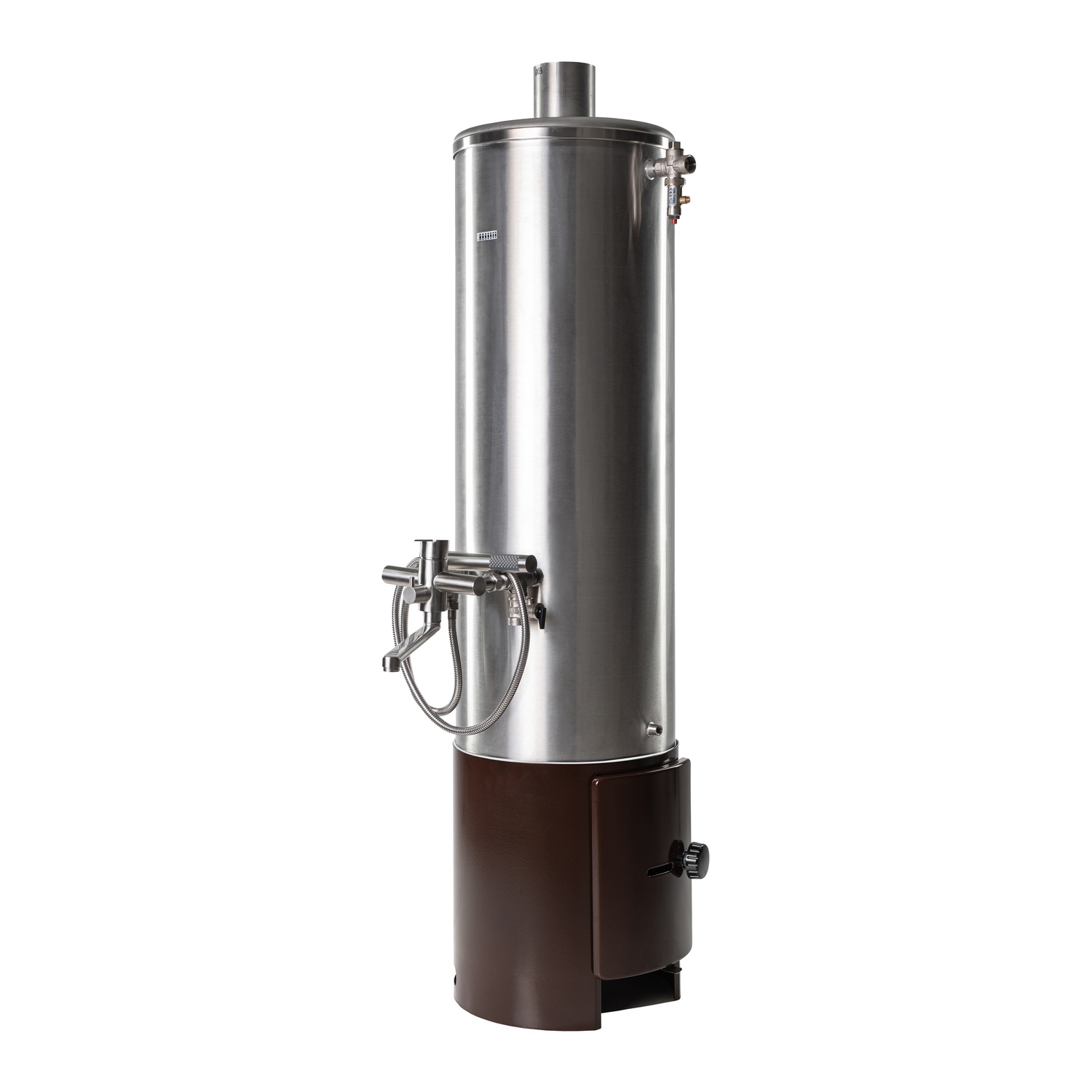 Wittigsthal Badeofen druckfest D100 komplett - Oberofen Edelstahl 100L, Unterofen 100/6 braun, mit MB