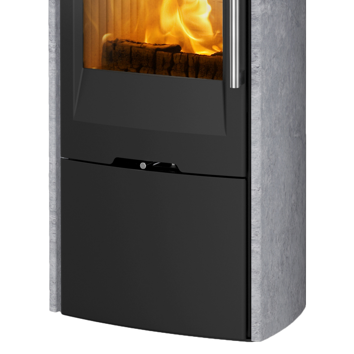 TermaTech TT30S Kaminofen Stahl Schwarz / Speckstein Rauchrohr oben / hinten