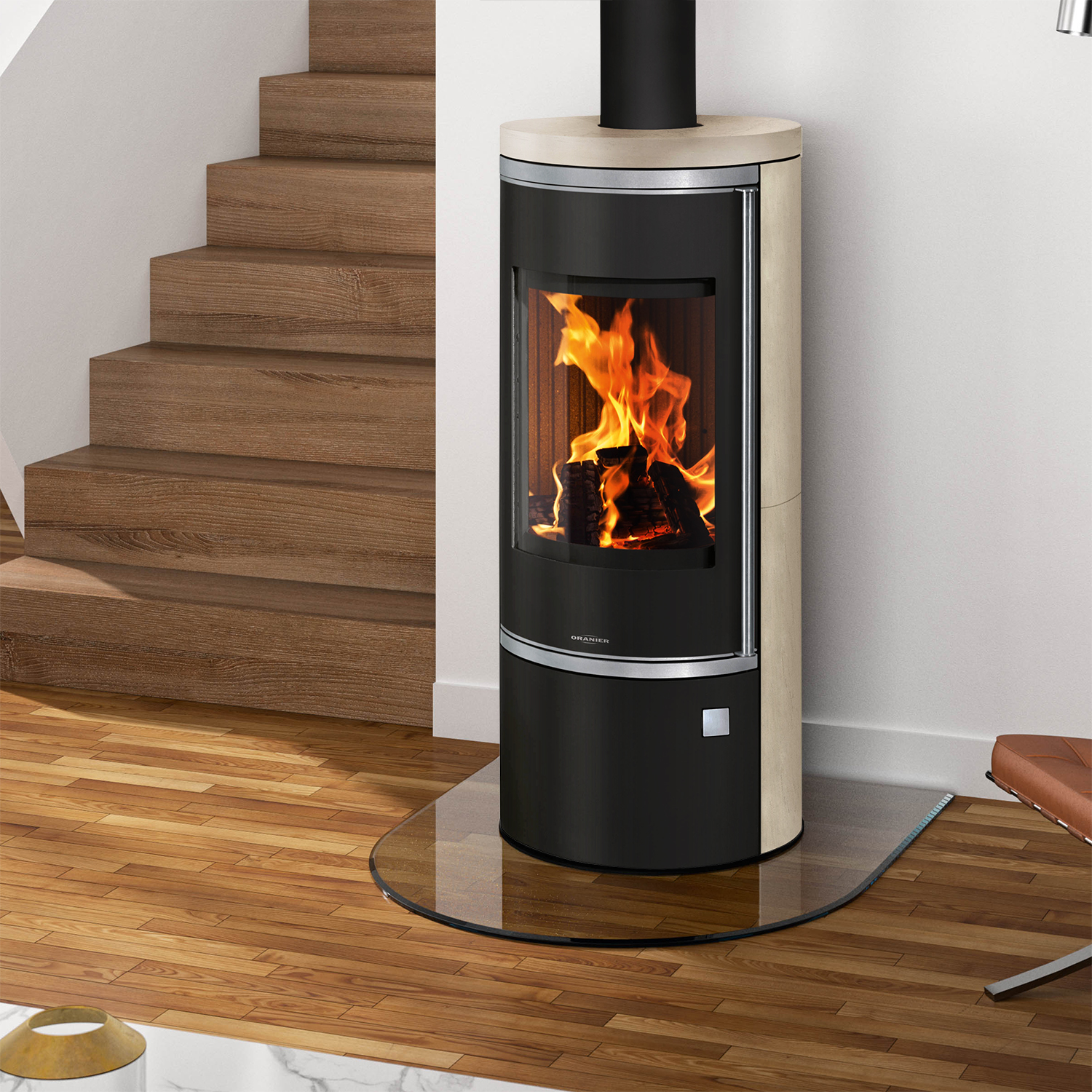 Oranier Corso 2.0 Kaminofen Stahl Schwarz / Kalkstein Cream