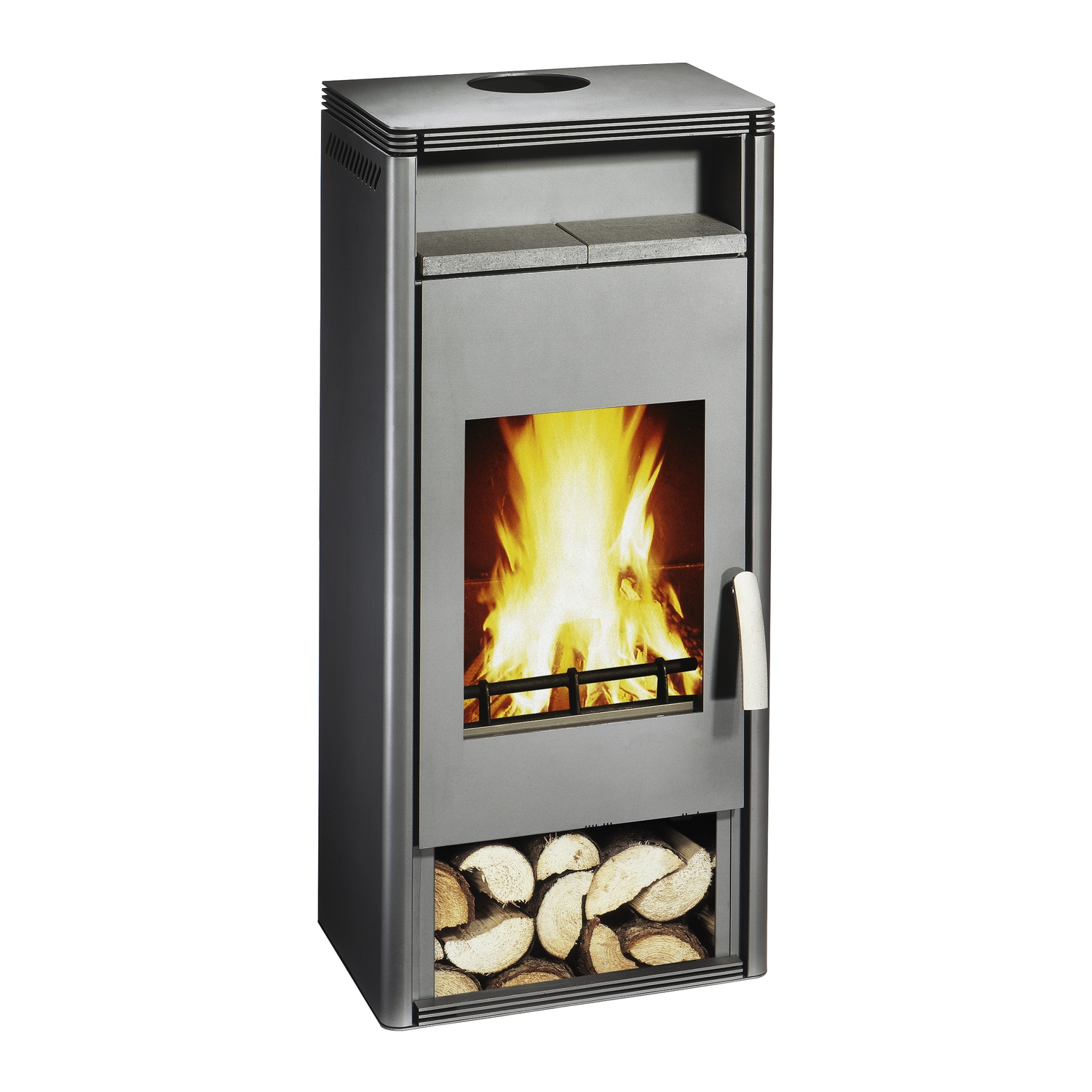 Wamsler Kaminofen Fulgor grau mit Warmhaltefach