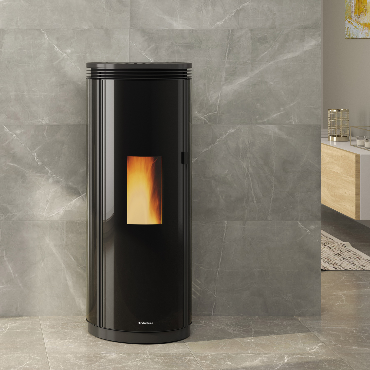 Extraflame Prestige Line Pamela Pelletofen Stahl Crystal Schwarz