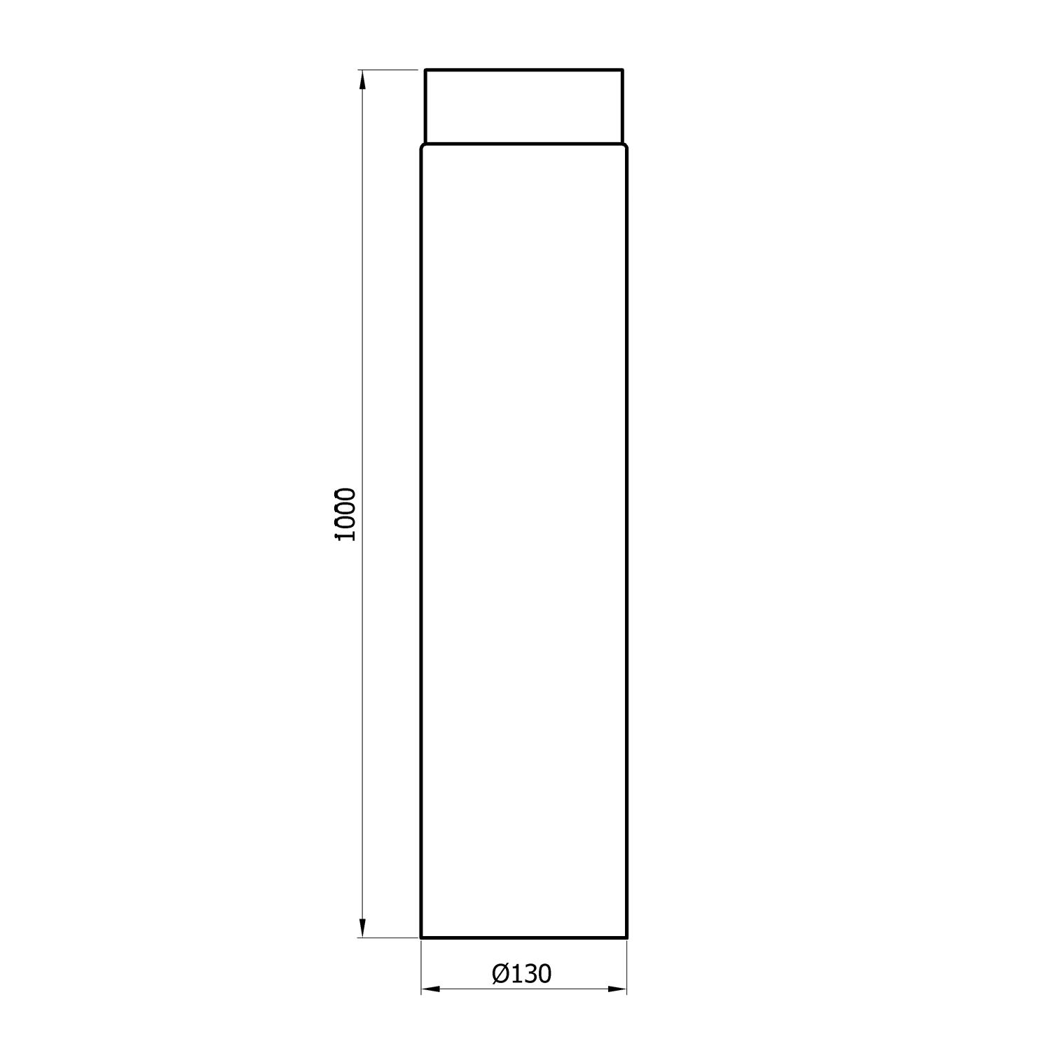 Raik Basic Längenelement 130mm schwarz Länge 1000mm für Rauchrohr / Ofenrohr