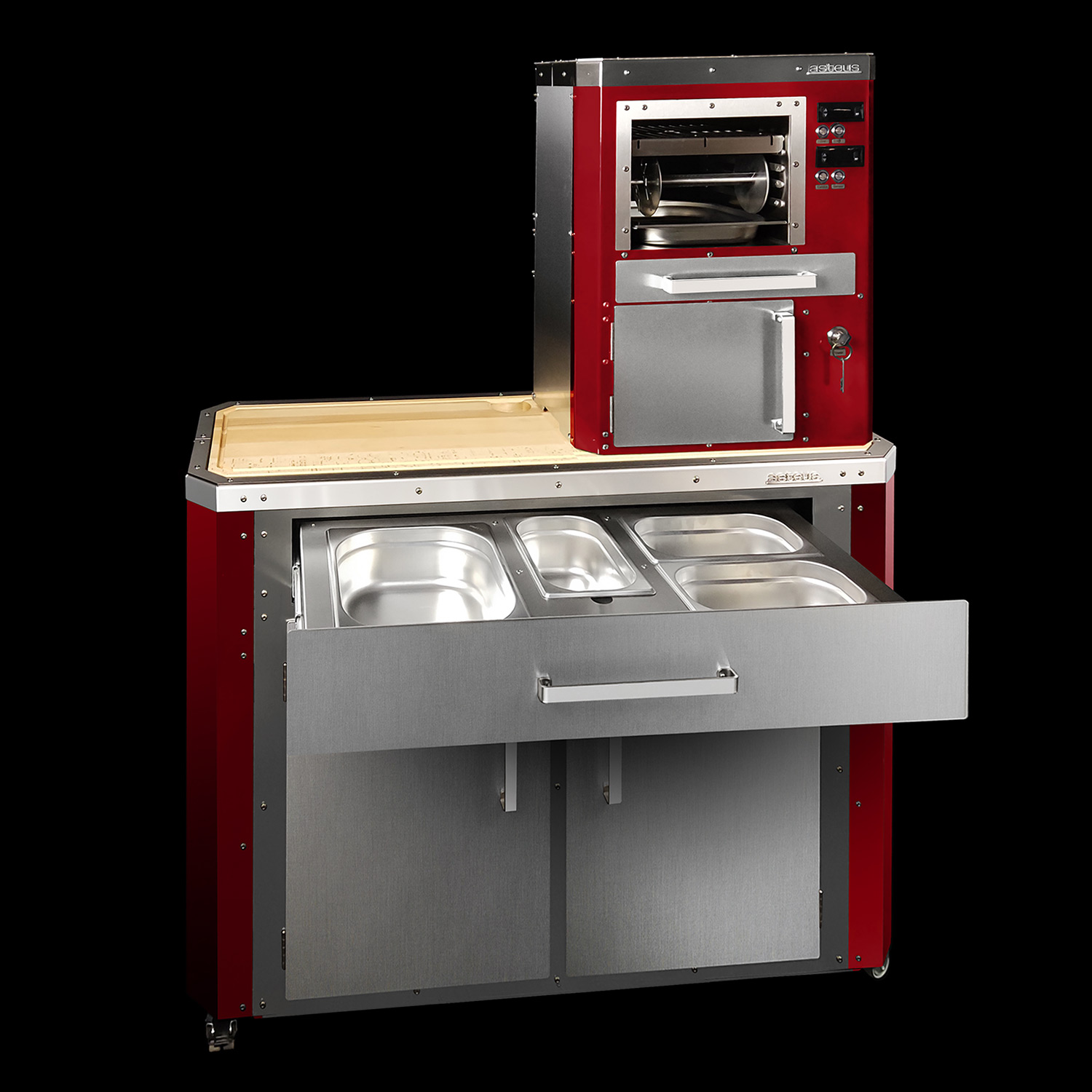 Asteus Tephra Lifestyle Grillstation Edelstahl & rot emailliert Asteus Tephra Lifestyle Grillstation Edelstahl & rot emailliert