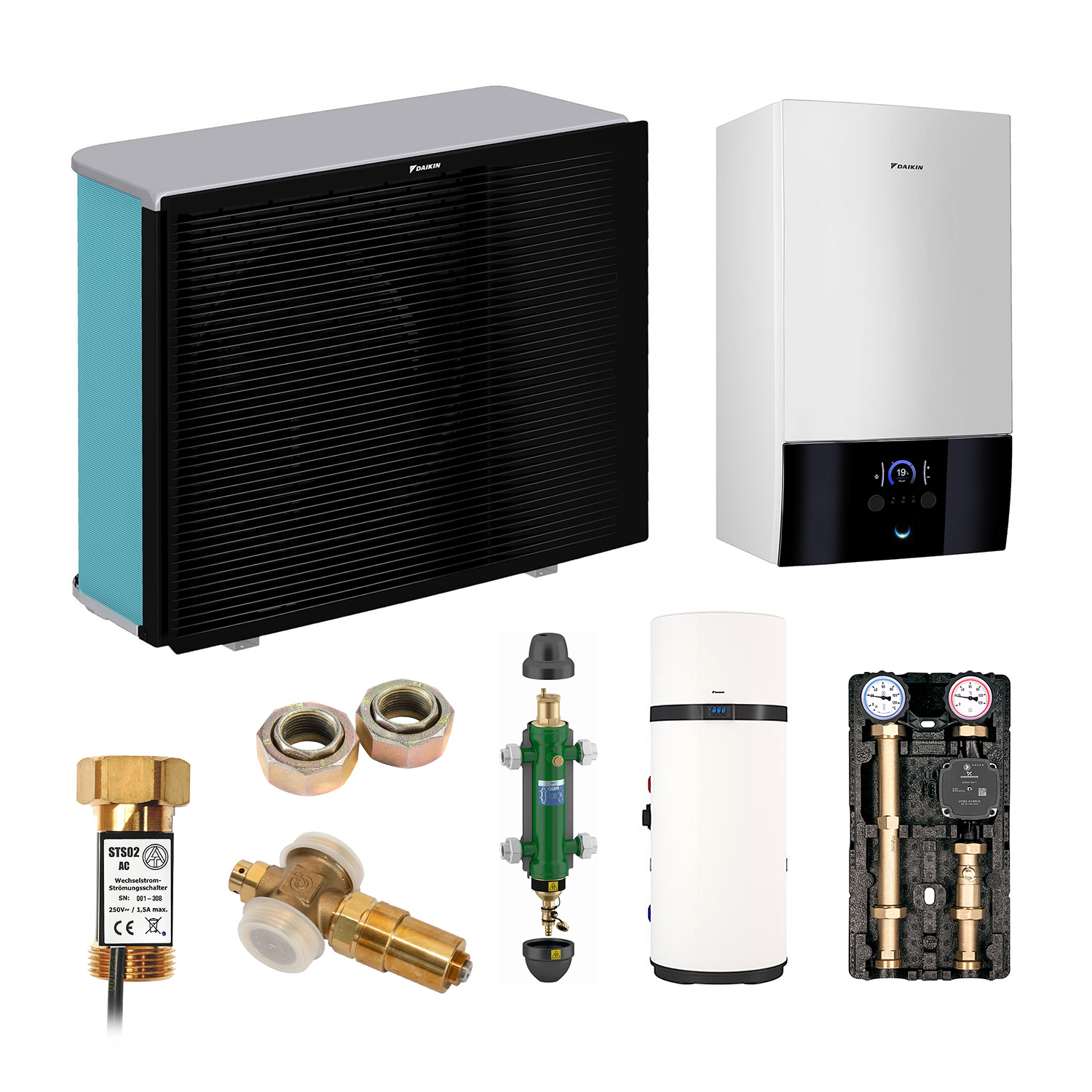 DAIKIN Altherma 3 H MT Baugröße 10 Hydrosplit-Wärmepumpe – Set 1 Heizkreis für Heizkörper mit Trinkwarmwasserbereitung über Brauchwasser-Wärmepumpe 200 L