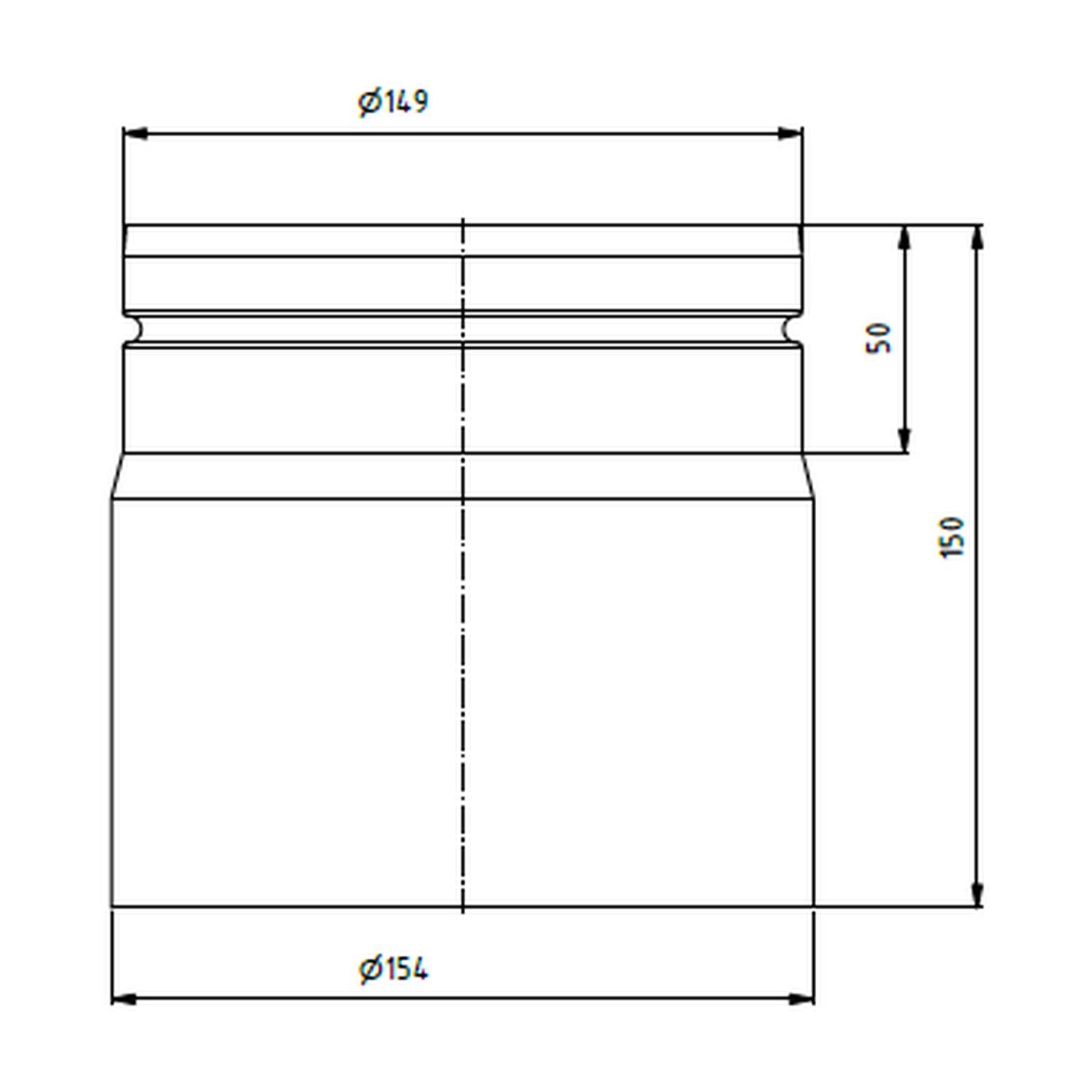 Raik Lifestyle Längenelement Durchmesser 150x150x2,00mm eingezogen mit Dichtung schwarz für Rauchrohr/ Ofenrohr