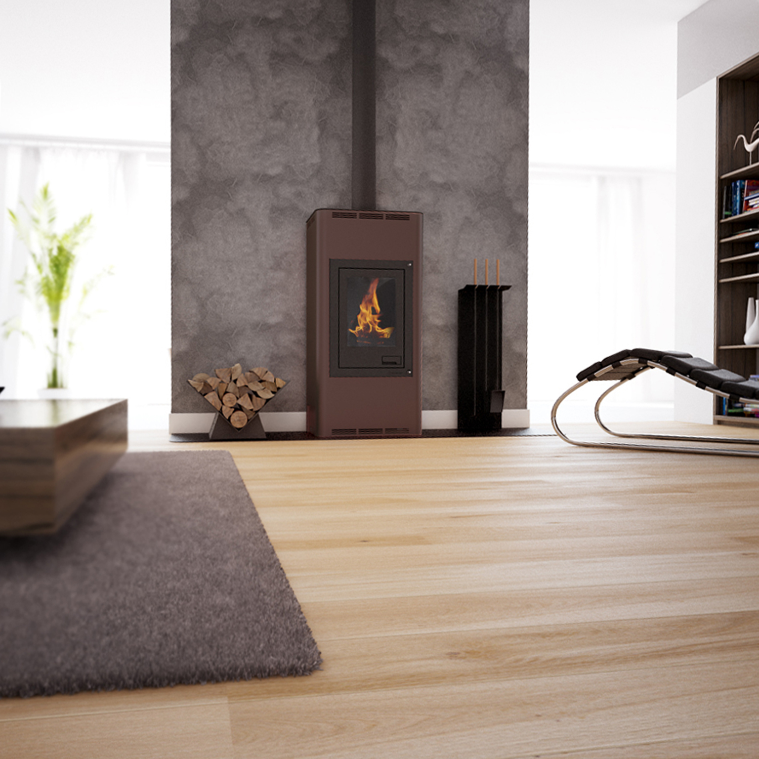 Aquaflam 12 Automatic Wasserführender Kaminofen Brown