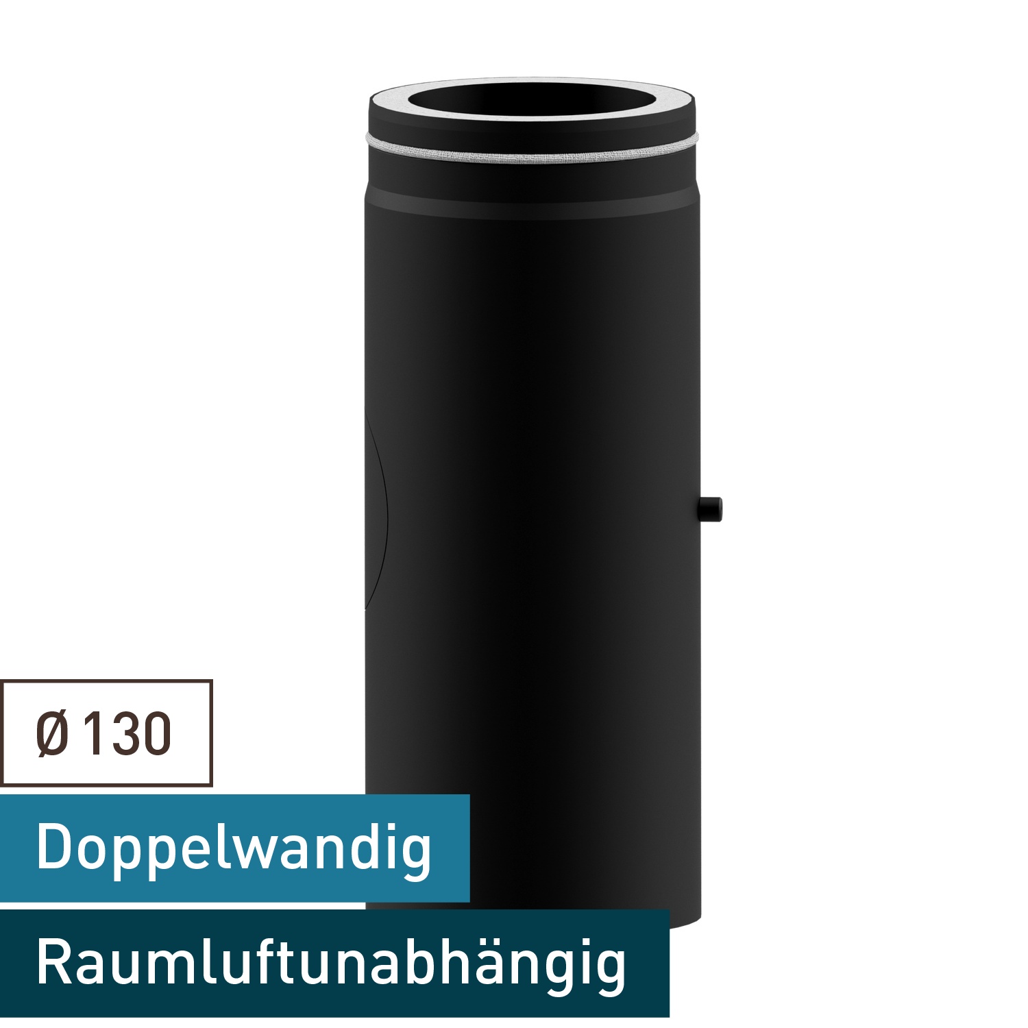 Raik Lifestyle DUO Rauchrohrbogen 130mm schwarz L: 500mm mit Tür für Rauchrohr / Ofenrohr