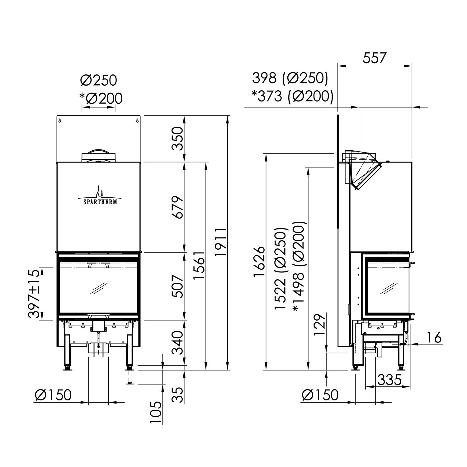 Spartherm Arte 3RL-60h-4S Kamineinsatz RRA Ø 200 mm Spartherm Arte 3RL-60h-4S Kamineinsatz RRA Ø 200 mm