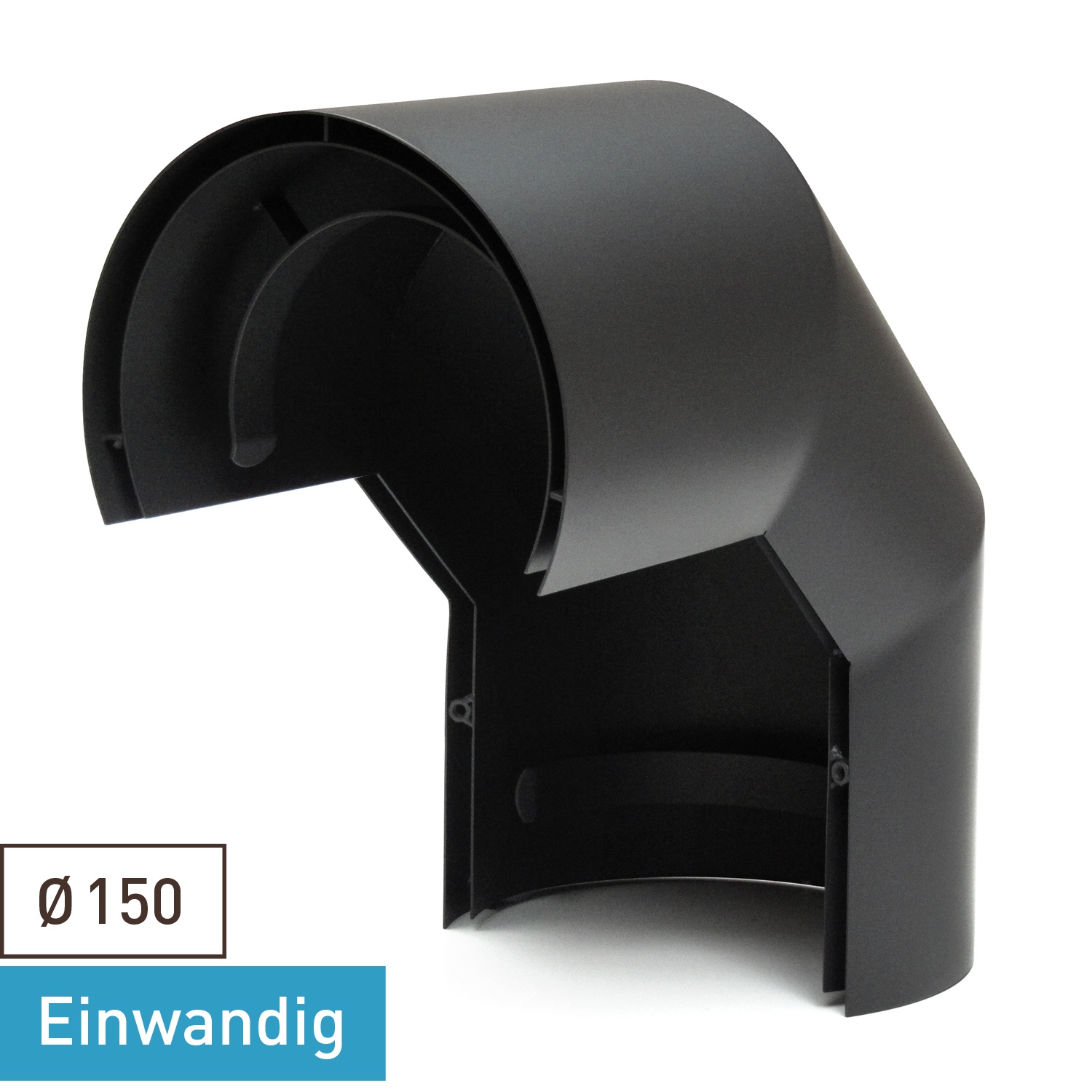 Raik Basic Thermoschild 150mm schwarz doppelt für 3teiligen Bogen 90° für Rauchrohr / Ofenrohr