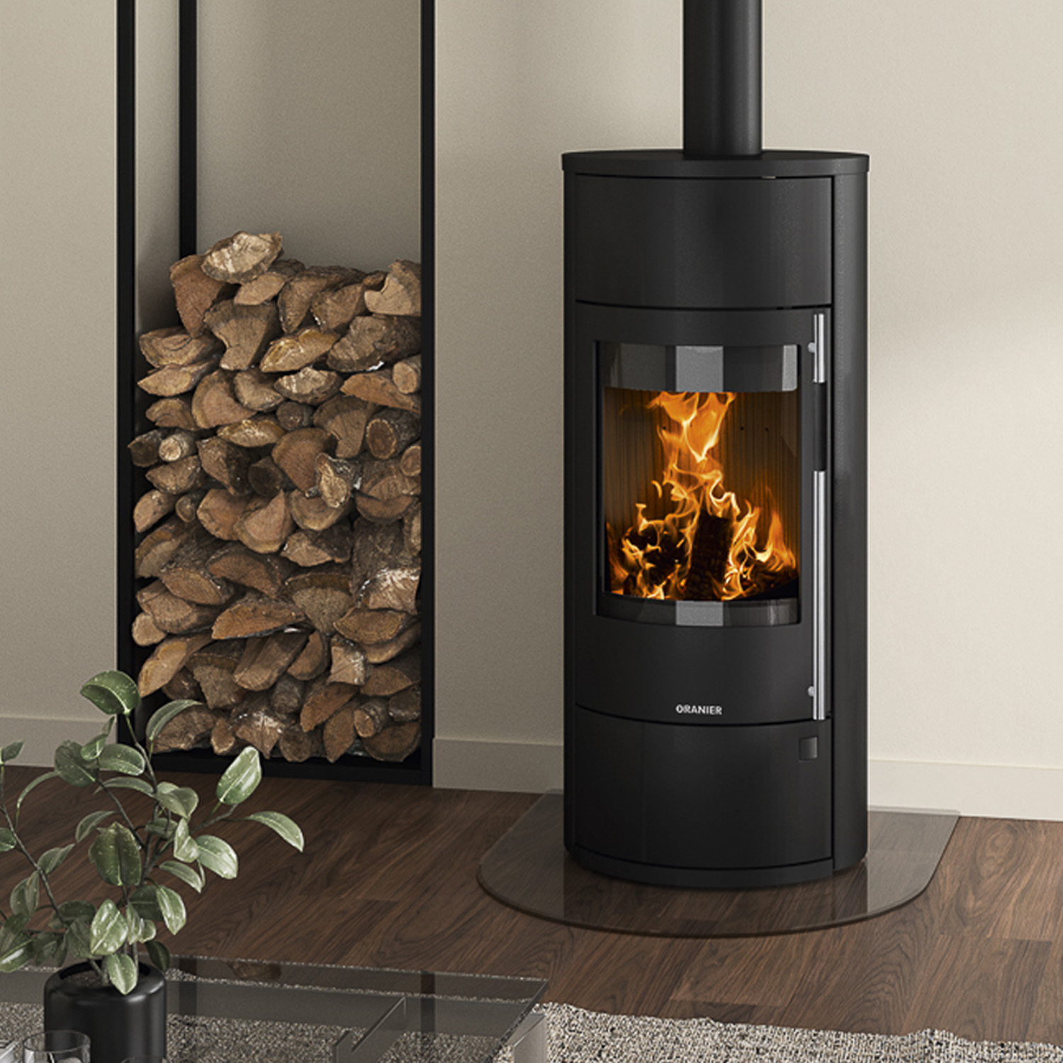 Oranier Polar Neo Aqua wasserführender Kaminofen Stahl Schwarz