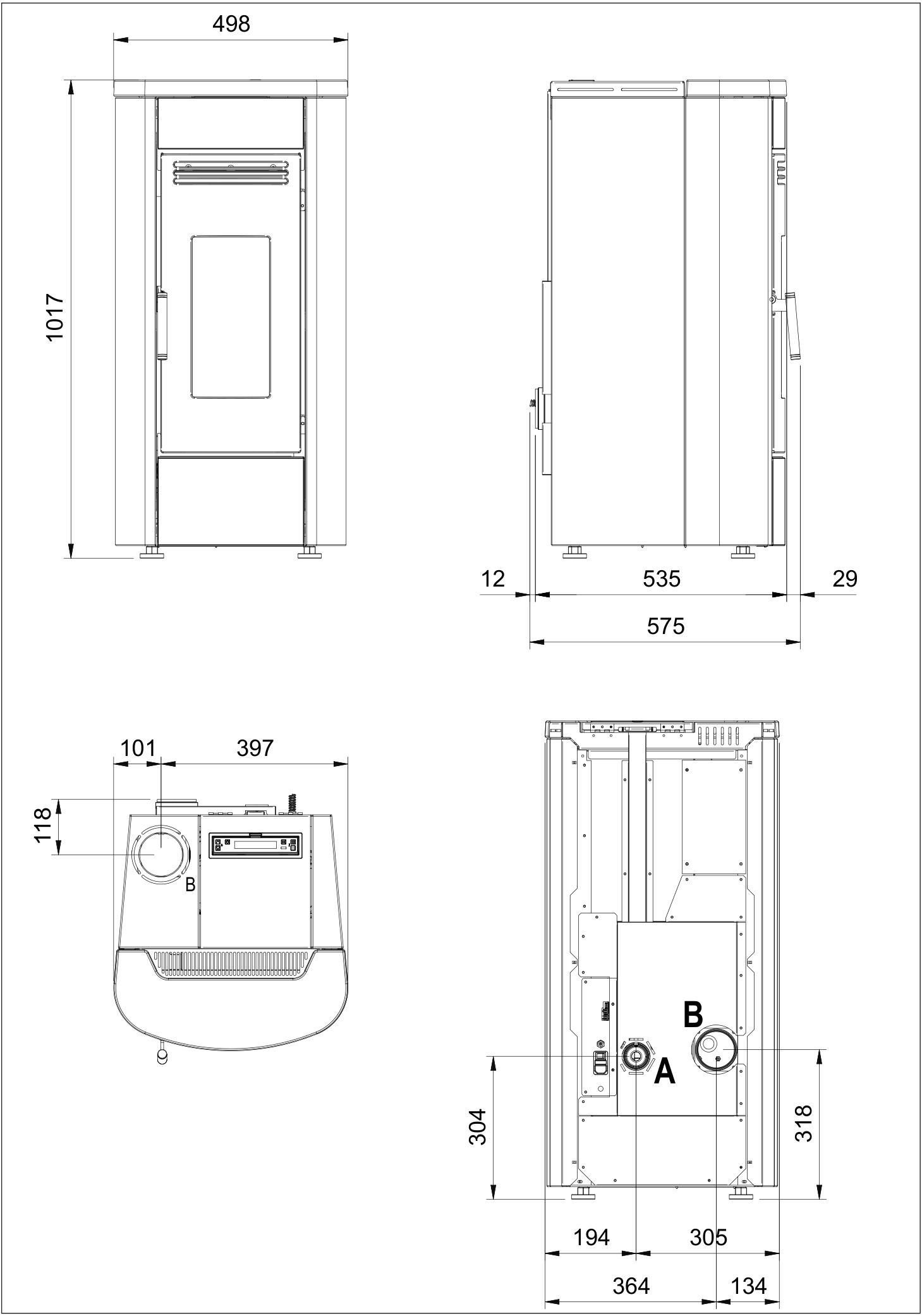 Extraflame KLAUDIA 5.0 EVO Pelletofen schwarz