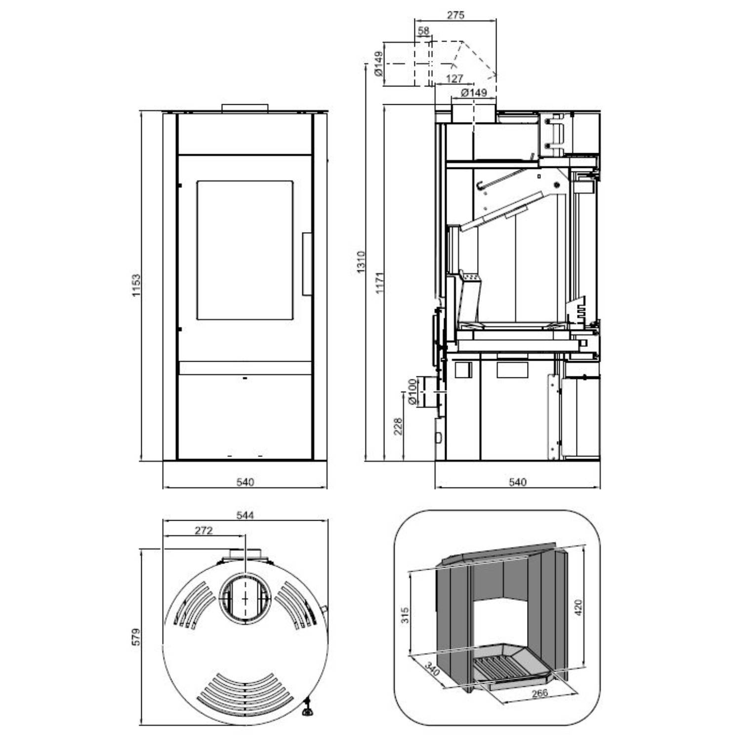 Haas+Sohn P+ Uppsala Easy III 209.15 Kaminofen perl-anthrazit/ Blende schwarz