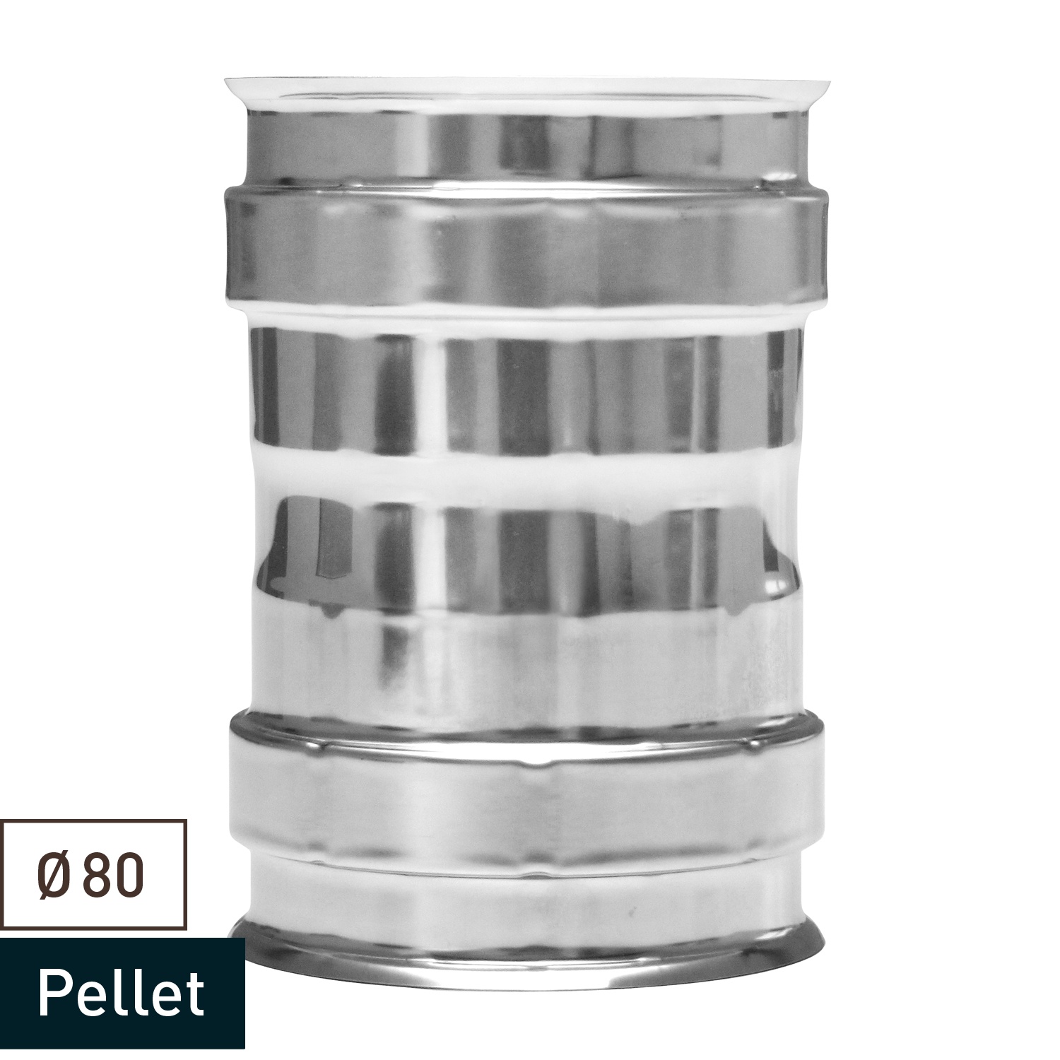 Raik Pelletrohr / Ofenrohr 80mm - Ofenanschlussstück INOX silber