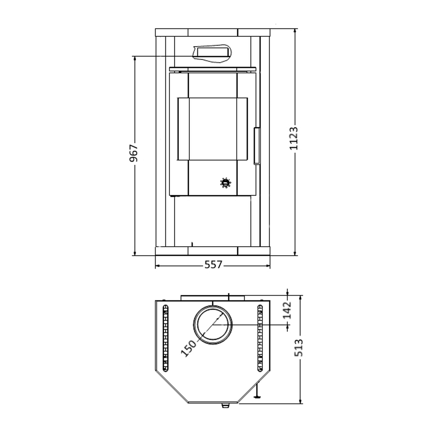 Wamsler Kaminofen Thyra Naturstein grau mit Dauerbrand/Automatik