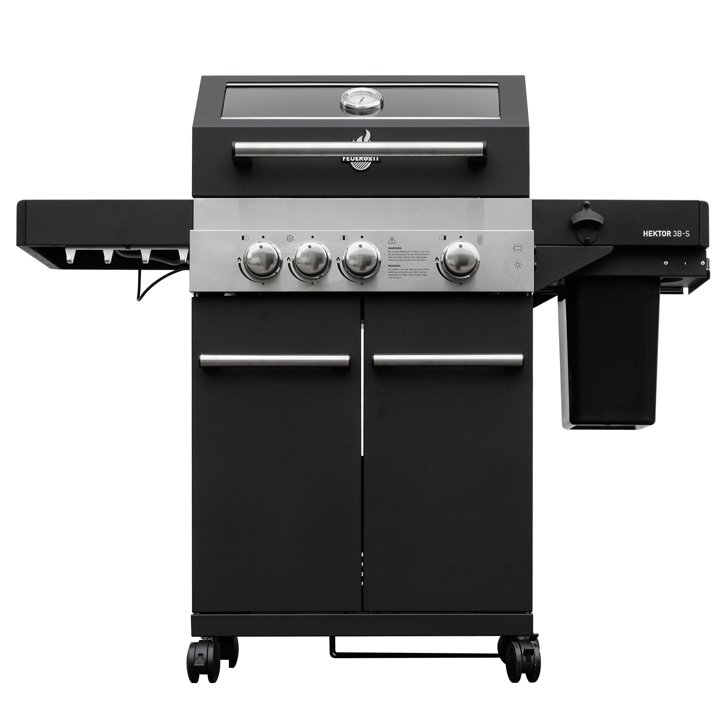 FEUERGOTT Gas-Grillstation Hektor 3B-S inkl. Abdeckhaube + Drehspieß