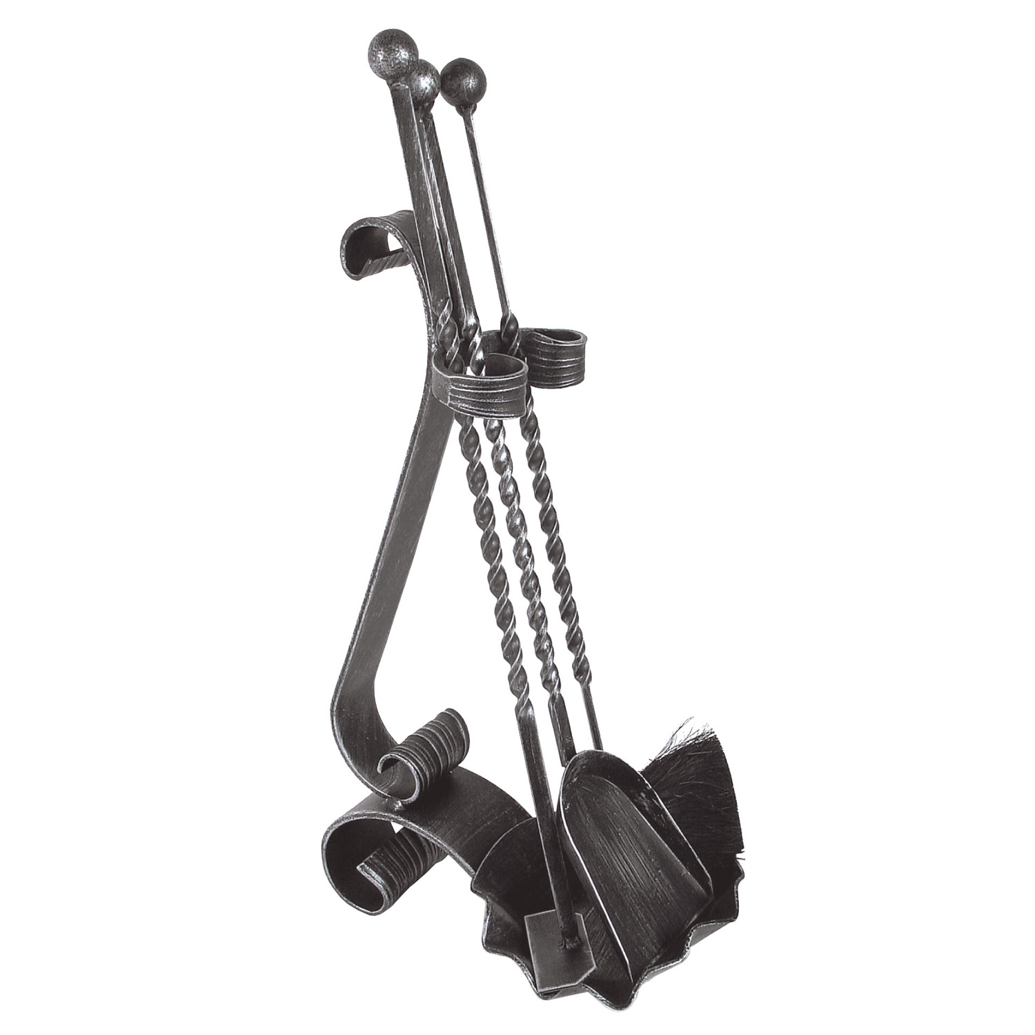 Raik Kaminbesteck Schmiedeeisen schwarz lackiert