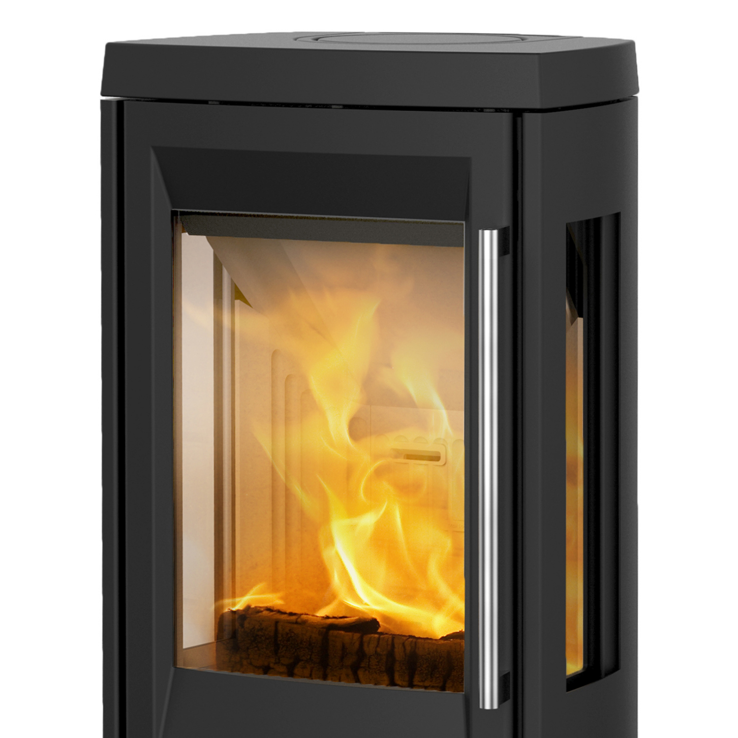 TermaTech TT30G Kaminofen Stahl Schwarz Rauchrohr oben / hinten