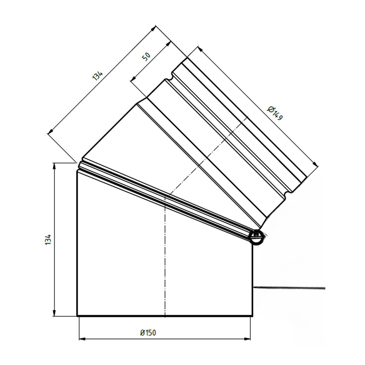 Raik Bogen LS Durchmesser 150/0-45° 2,00mm eingezogen drehbar 2-tlg schwarz
