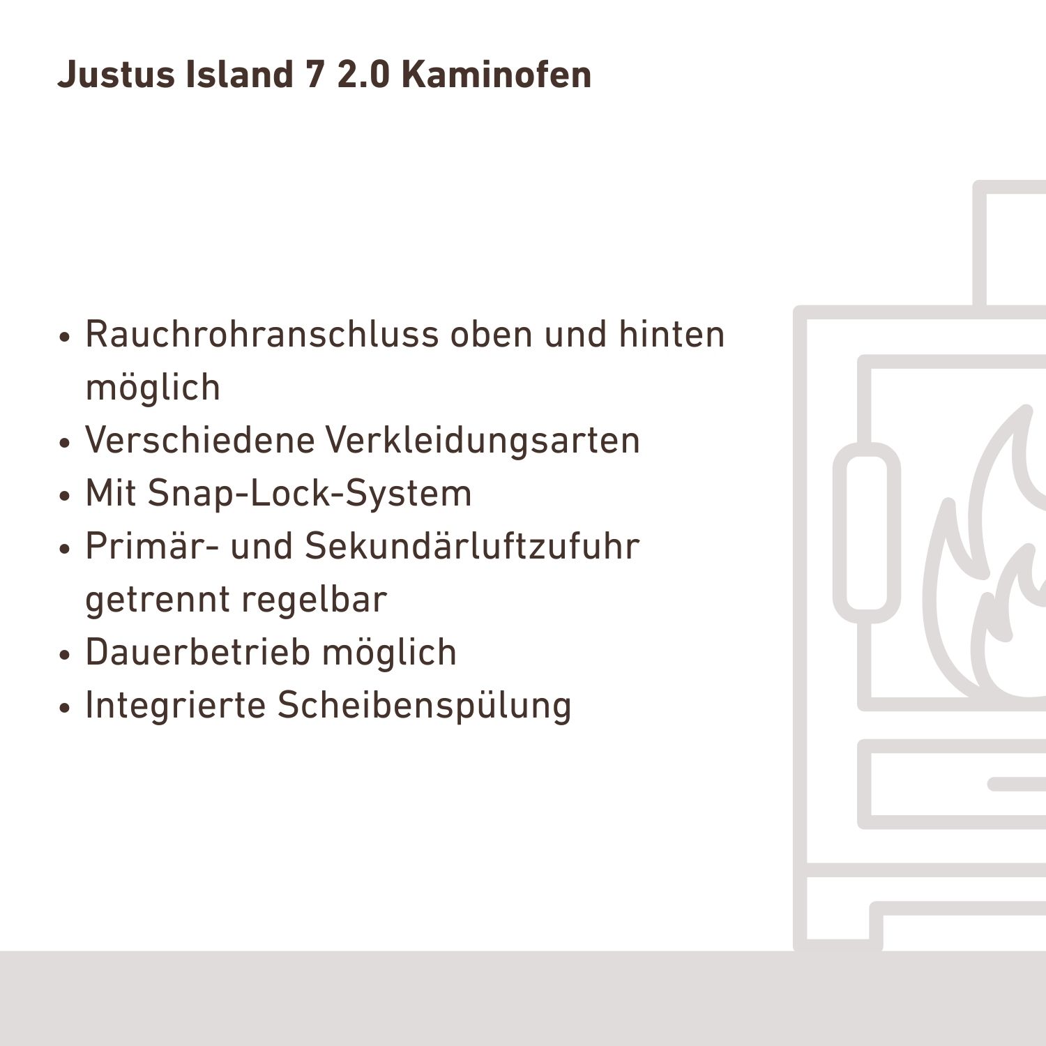 Justus Island 7 2.0 Kaminofen Stahl Schwarz / Speckstein